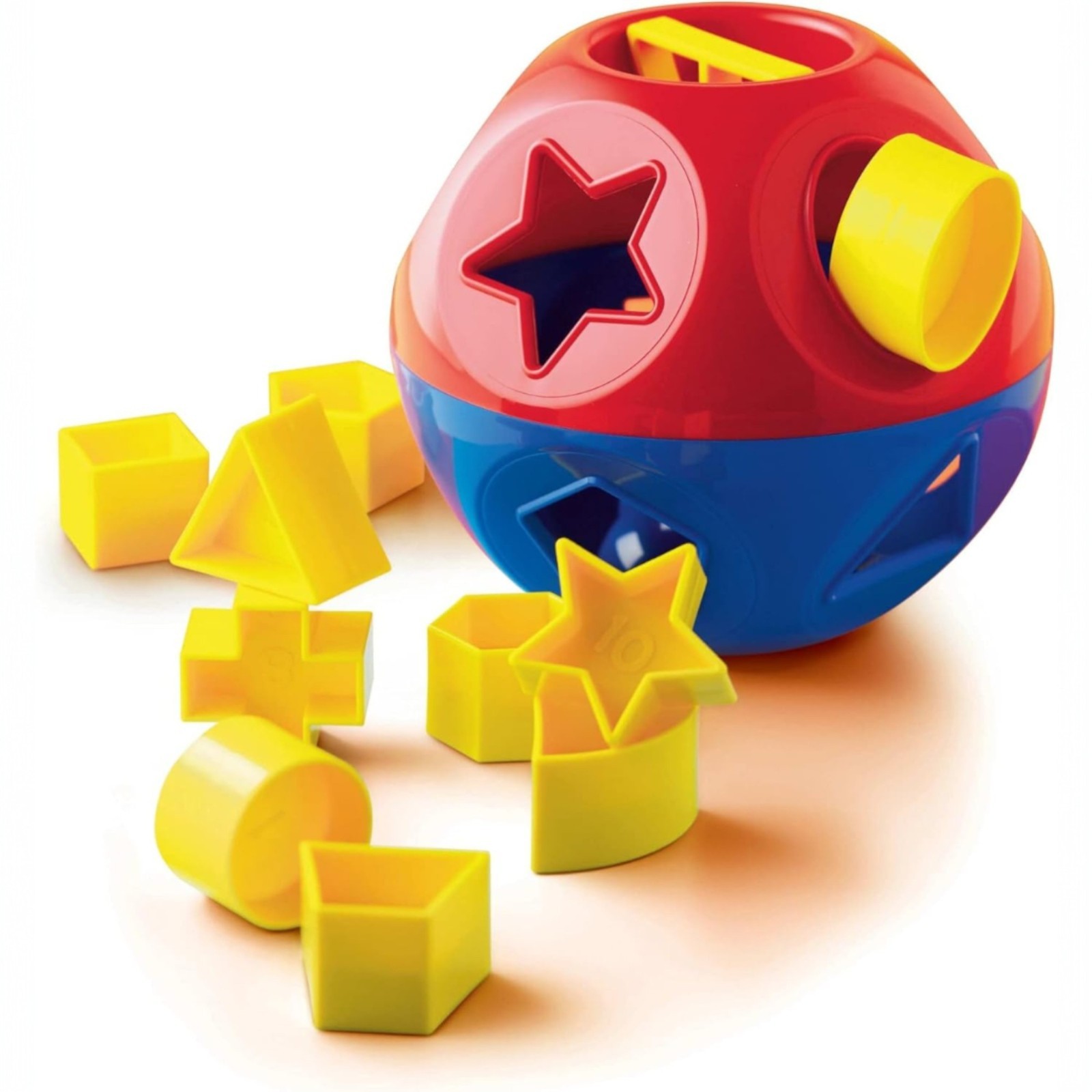 Tupperware Shape O Ball Toy Classic Toy Sorter with 10 Shapes Blue Red NEW!