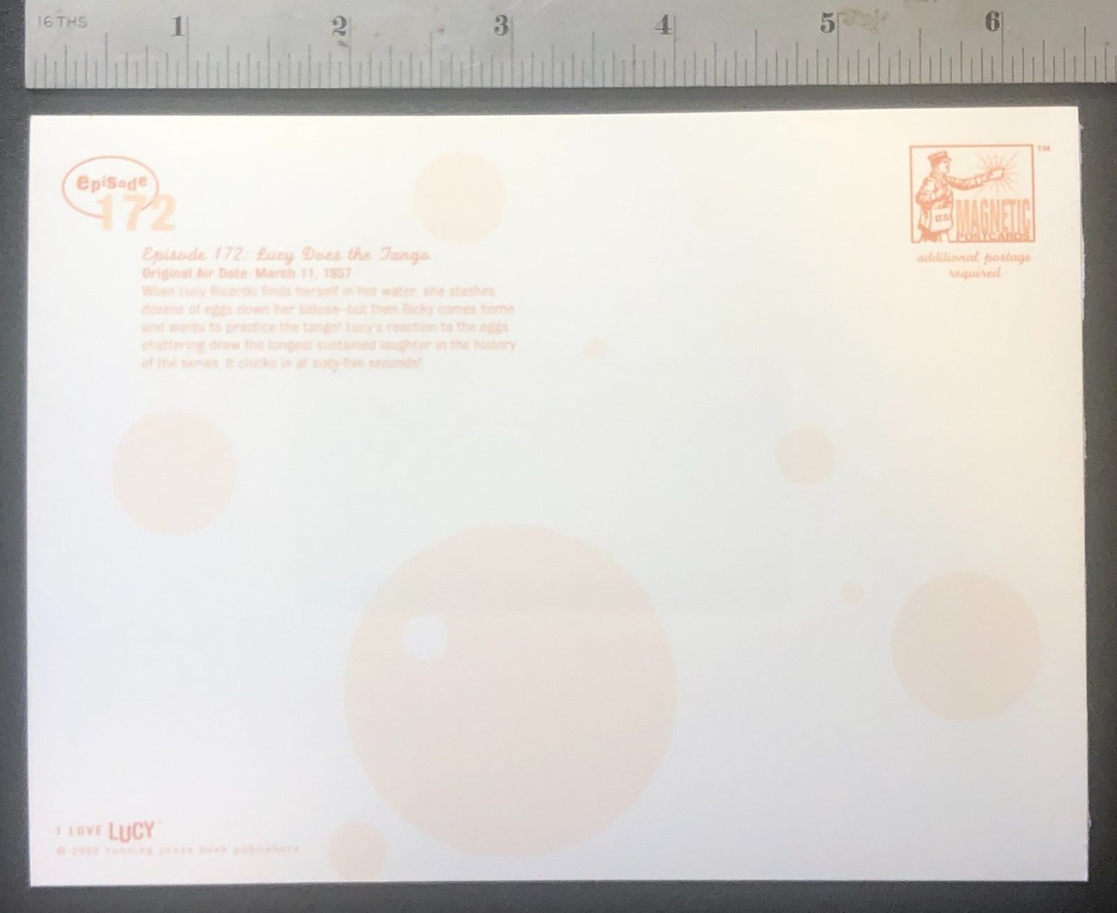 I Love Lucy Episode 172 2000 Running Press Book Publishers Magnetic Post Card