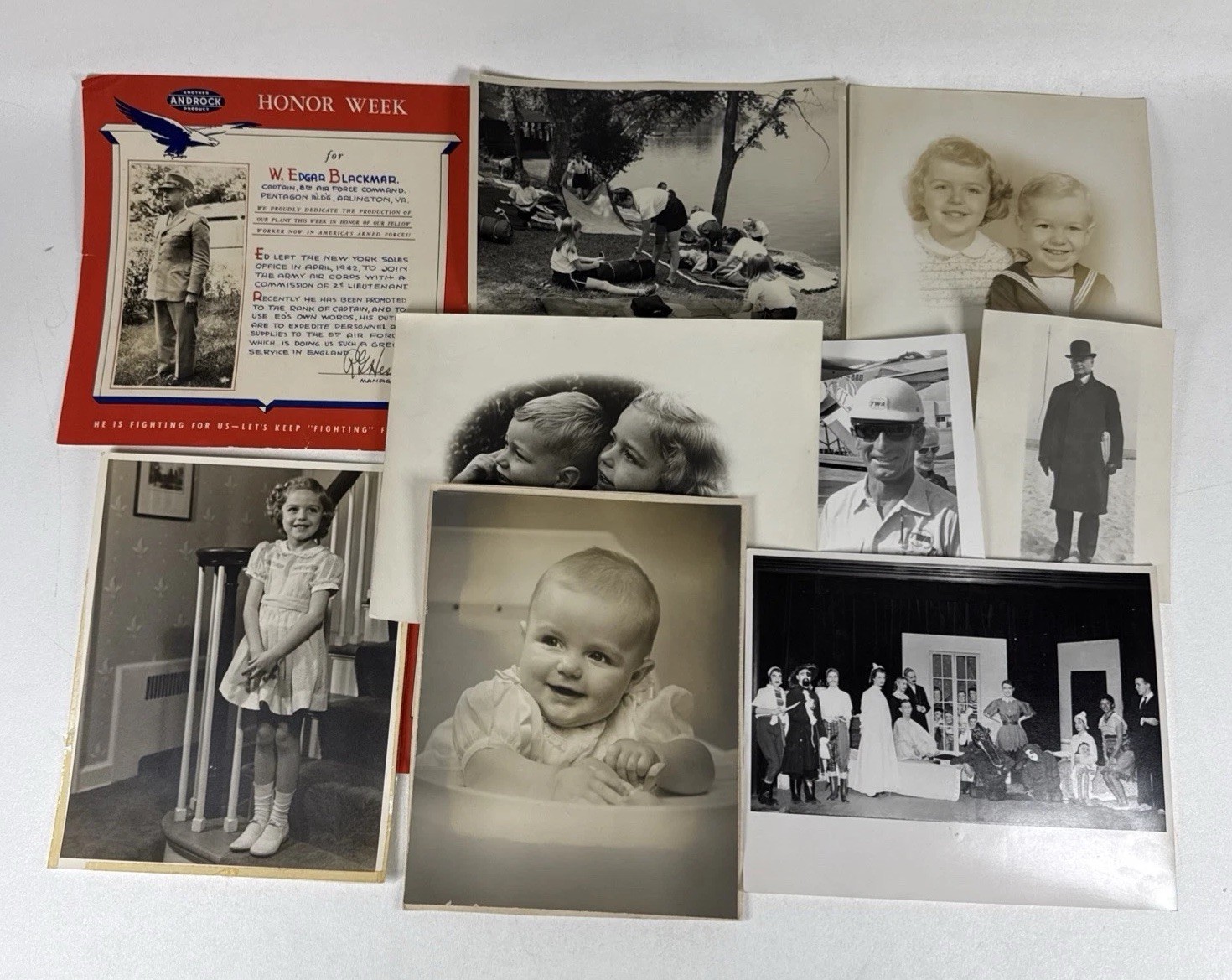 Lot Of 10 Black And White Photos Kids Gentleman Beach Soldier 1930s 1940s