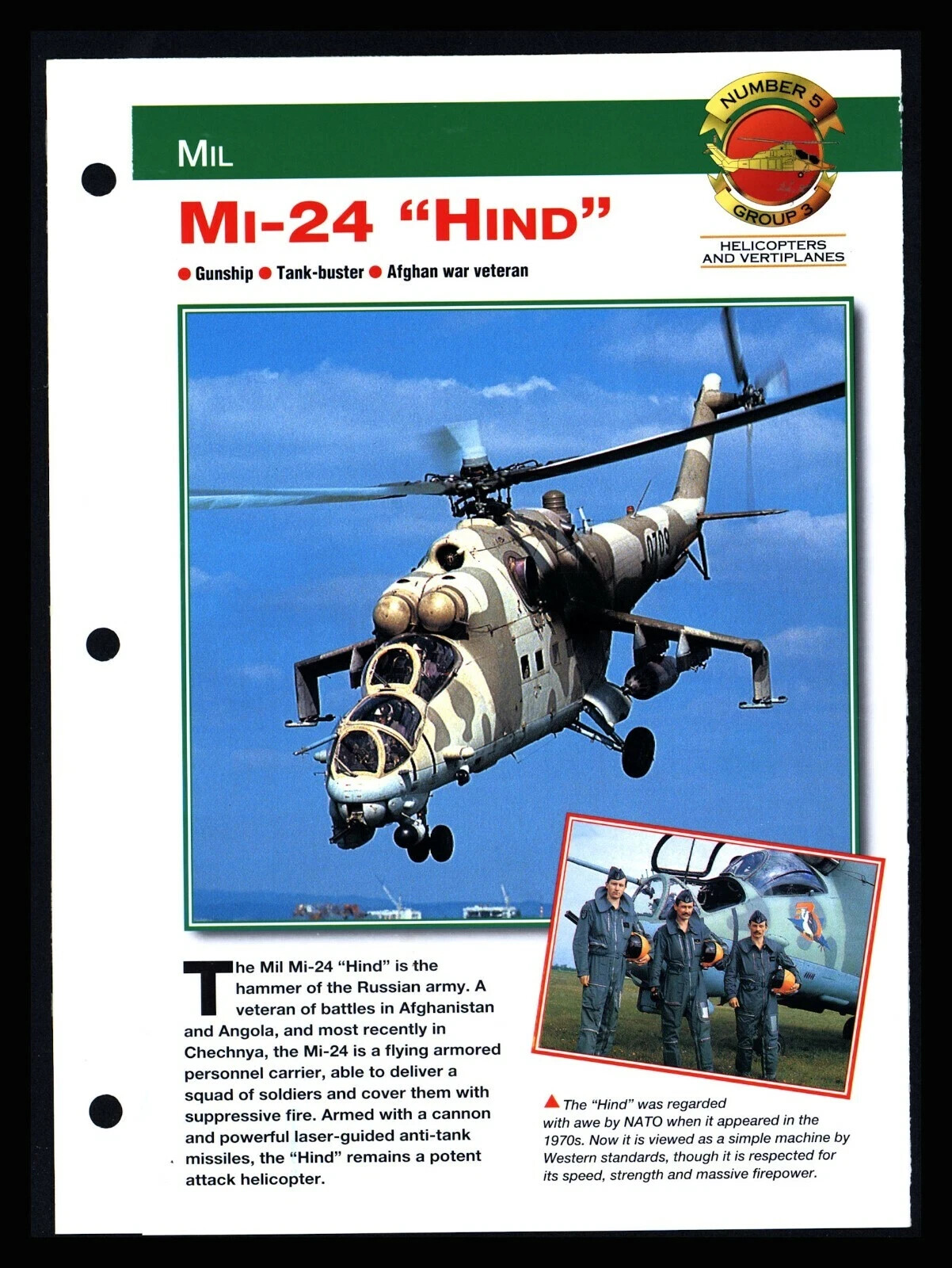 AIRCRAFT OF THE WORLD – Number 5 – Group 3 – Mil – MI-24 “HIND” Helicopter