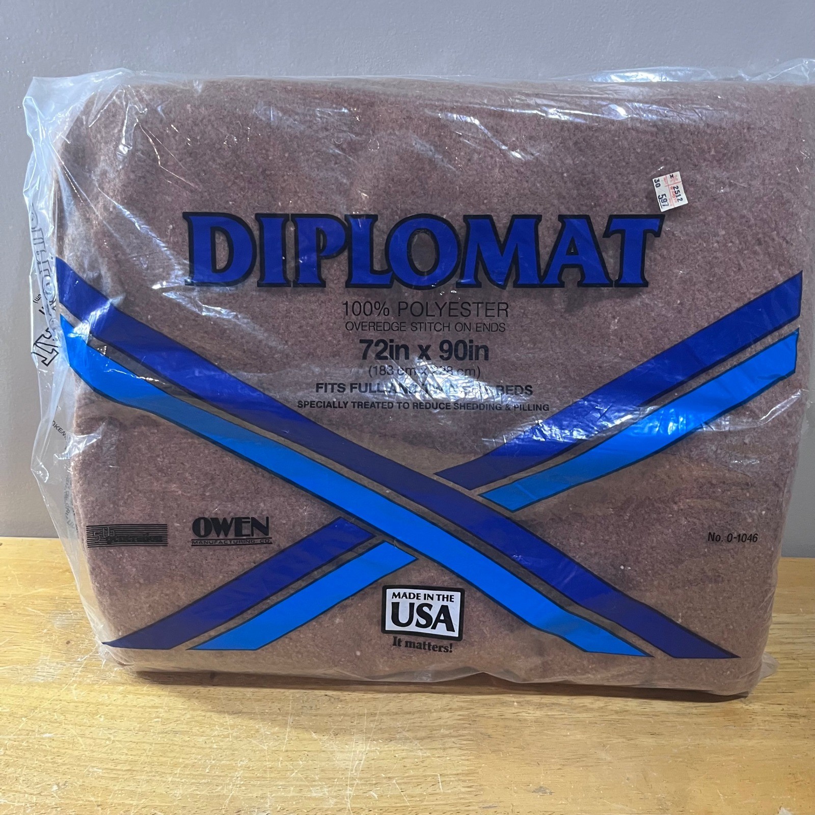 Vtg Diplomat Owen Blanket Chocolate Brown 72×90 Full Twin 100% Polyester USA