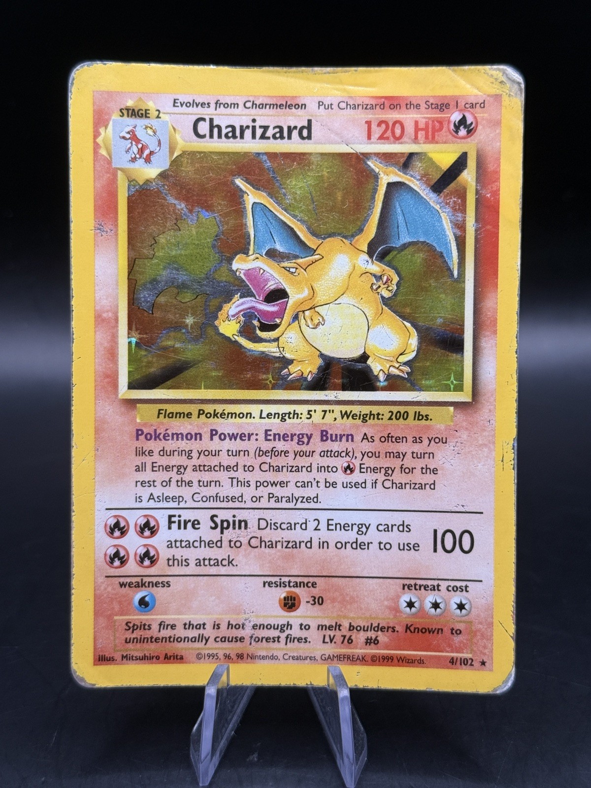 Charizard 4/102 Base Set Holo Rare Pokémon TCG 1999 Stage 2 HP 120 English
