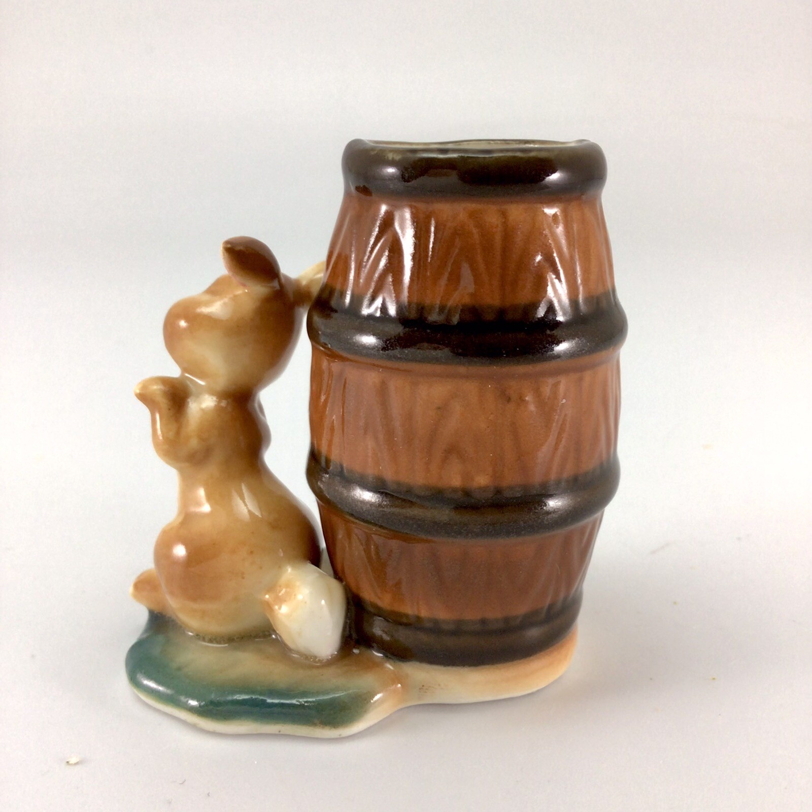 Rabbit Toothpick Holder Vintage Bunny And Barrel Bone China Miniature Japan
