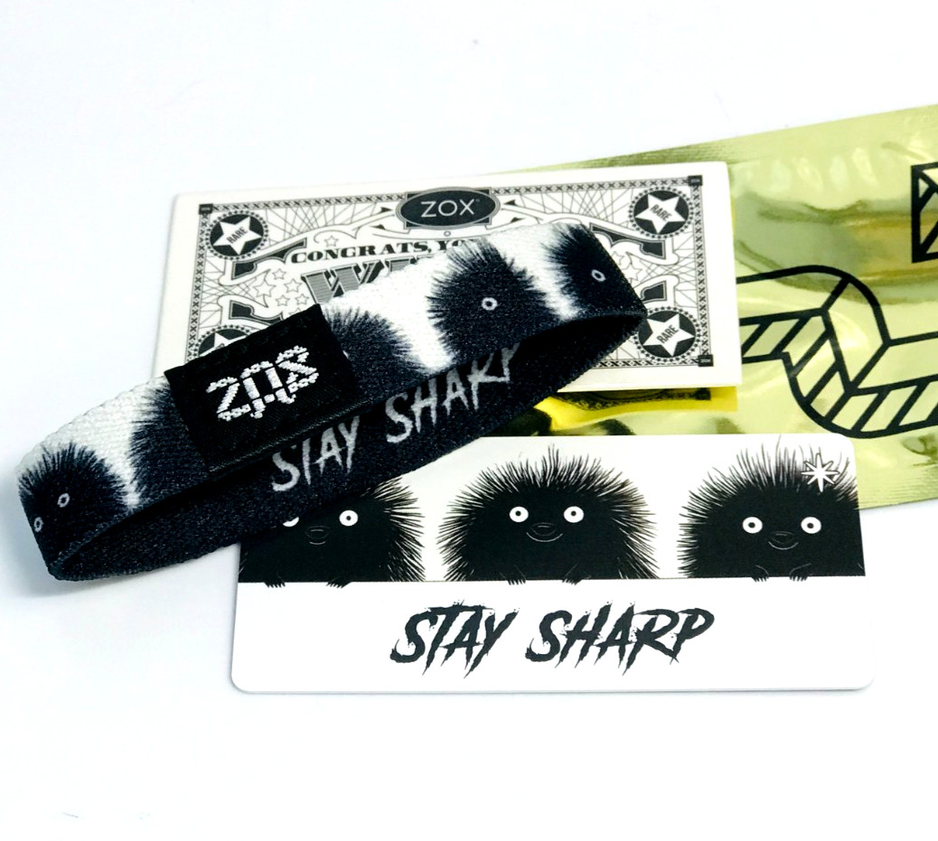 ZOX *STAY SHARP* Silver Single Med Goldie Wristband w/Card & WHITE STAR CARD
