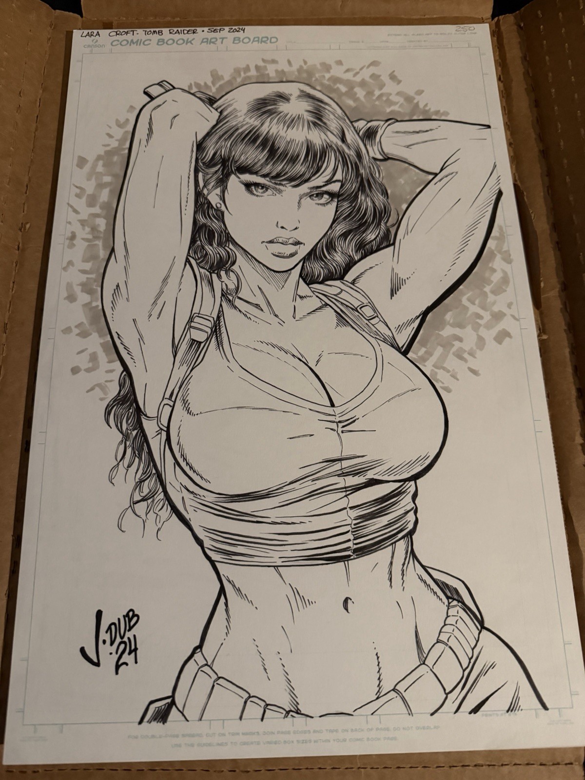Lara Croft Tomb Raider, 11×17 original comic art drawing by Jeff Whiting