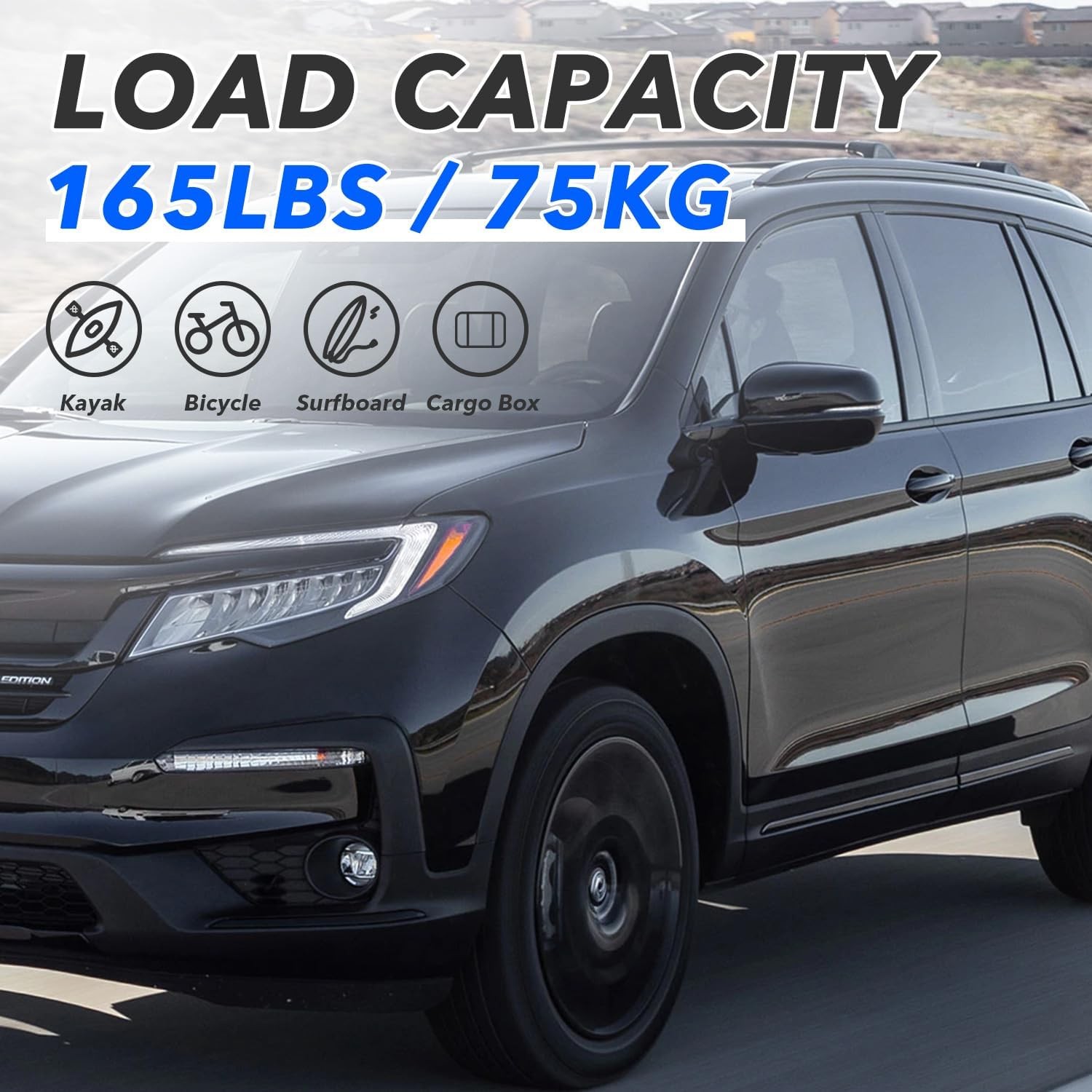 Roof Rack Side Rails for 2016 2017 2018 2019 2020 2021 2022 Honda Pilot Aluminum