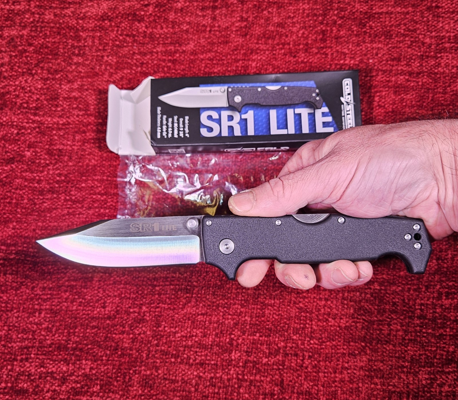 COLD STEEL SR1 Lite 4″ Blade Pocket Knife, Griv-Ex Handle, Tactical Tri-Ad, EDC
