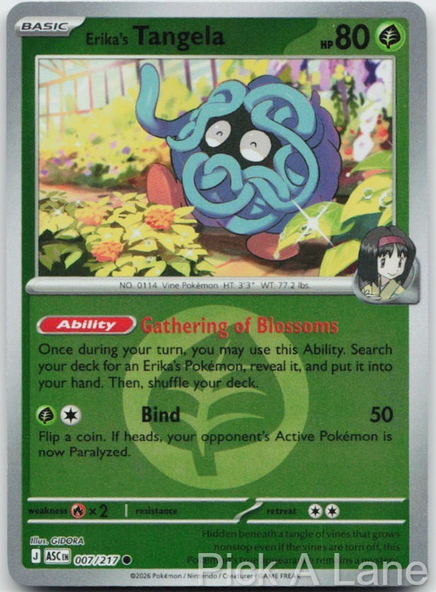 Erika’s Tangela (Energy Pattern) 007/217 Ascended Heroes Pokemon Reverse Holo NM