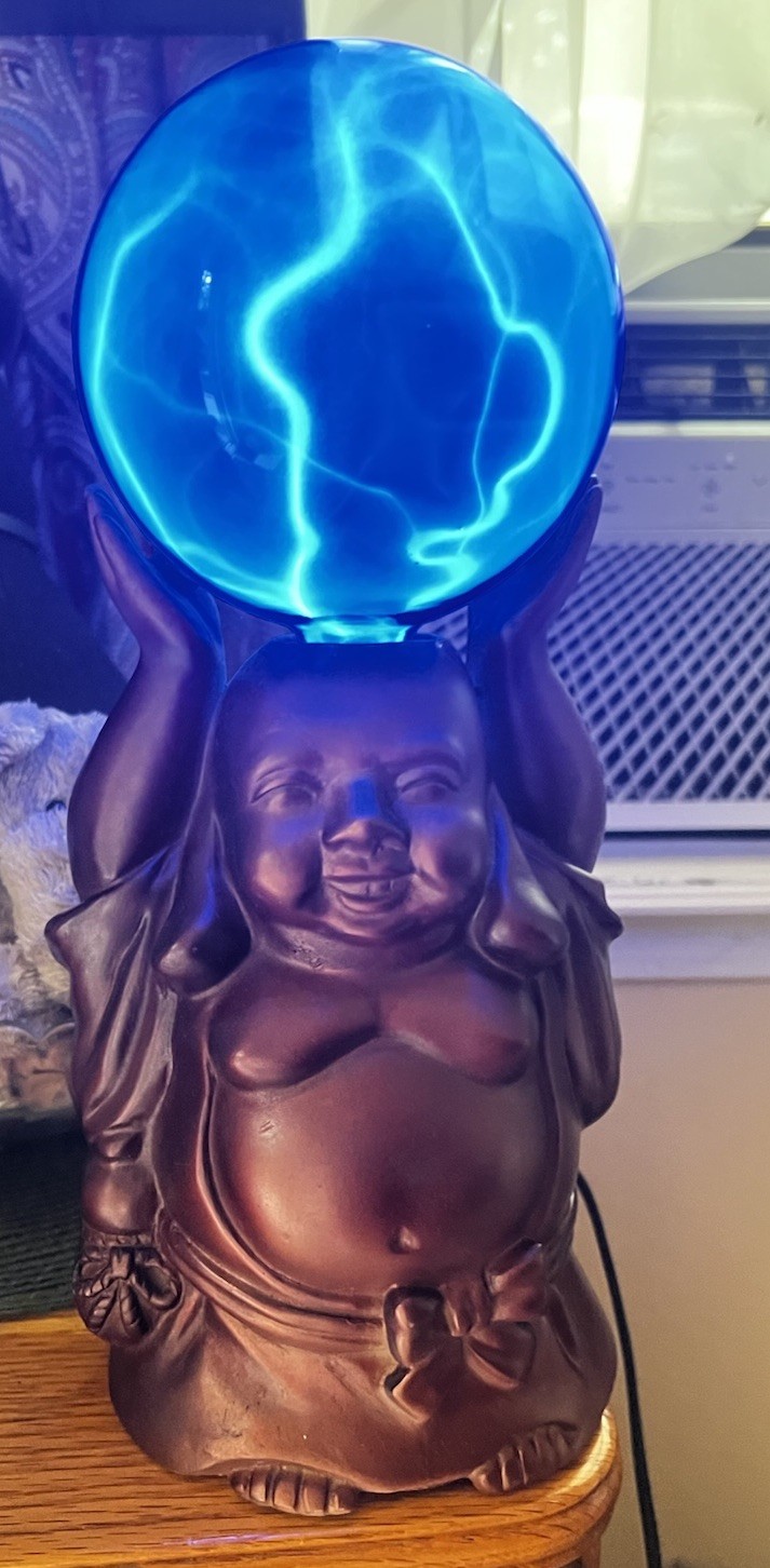 TESTED! Buddha Electra Lamp Tesla Plasma Globe Table Light Spencers Gifts HTF