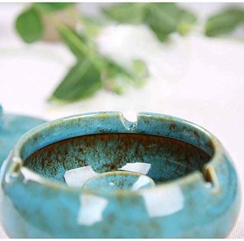 Ceramic Ashtray with Lids, Windproof, Cigarette Ashtray for Indoor or Outdoor Us