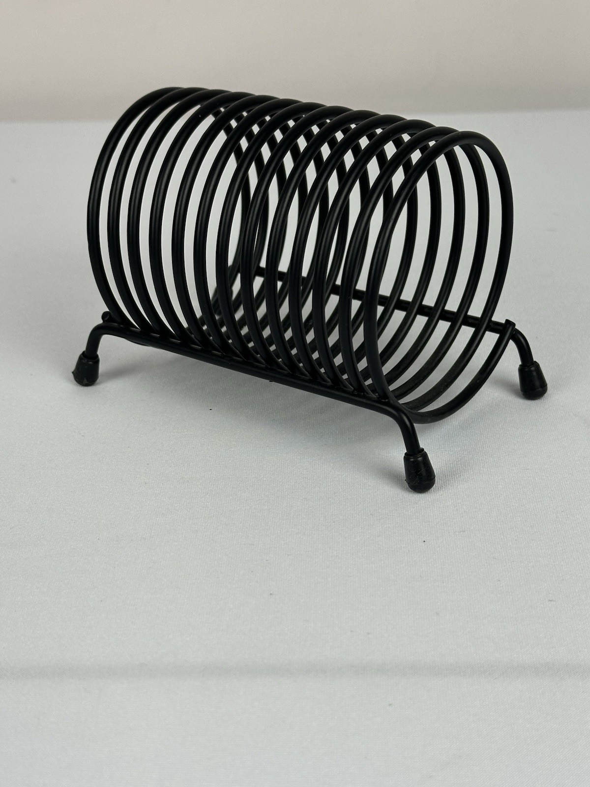 Desktop Letter Mail / Note Holder – Black Metal Wire – Spiral – MCM – VTG