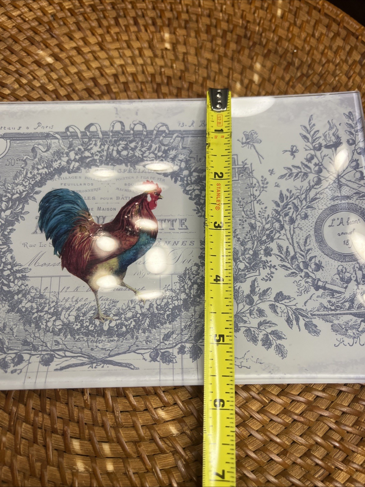 Paperproducts Design Glass Rooster Tray Food Safe Hand Wash Only
