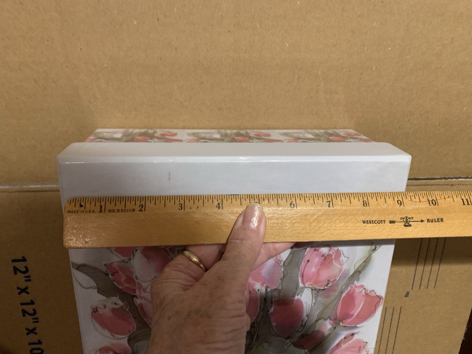 ❤️Floral Tulips Rectangular Gift Box & Lid, 9” X 14.5” X 3.5” Cardboard/Paper