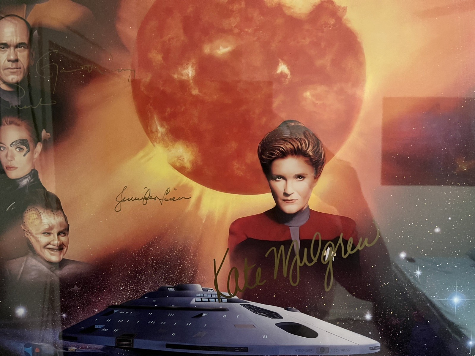 Star Trek “Voyager” Lithograph signed by entire cast including Jennifer Lien