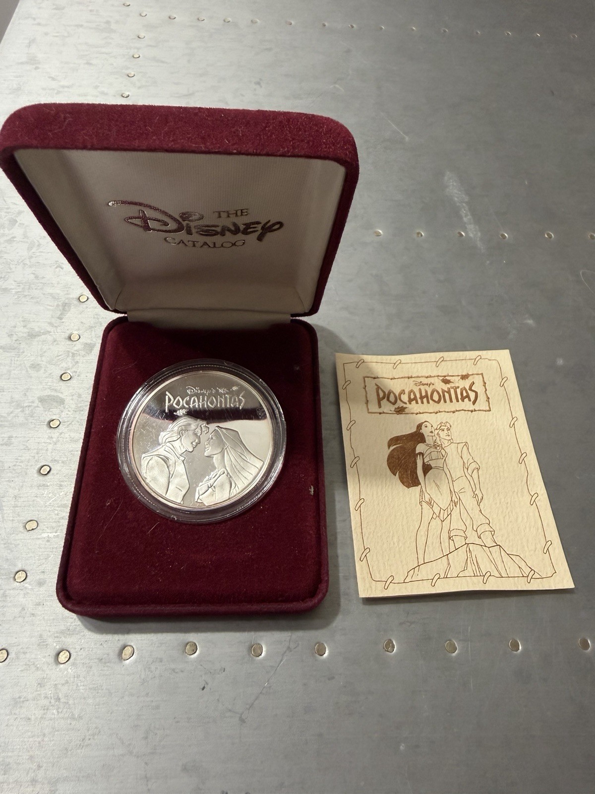 1995 Disney Catalog Pocahontas 1 Troy oz .999 Silver Coin COA Only 5000 Made!