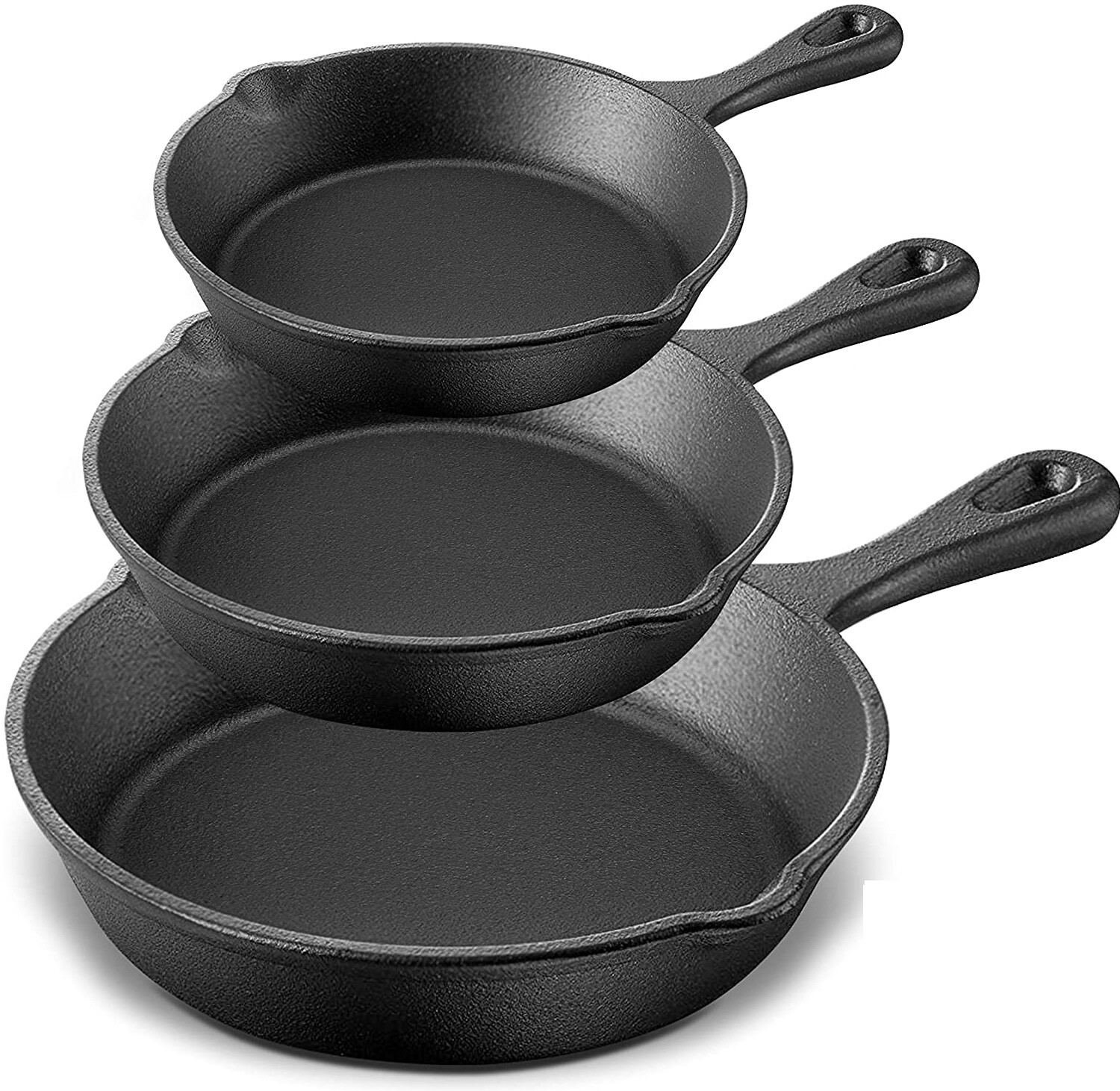 3 Pack Pre-Seasoned Cast Iron Skillet Set 6/ 8/10 IN Non-SticK Chef Frying Pans