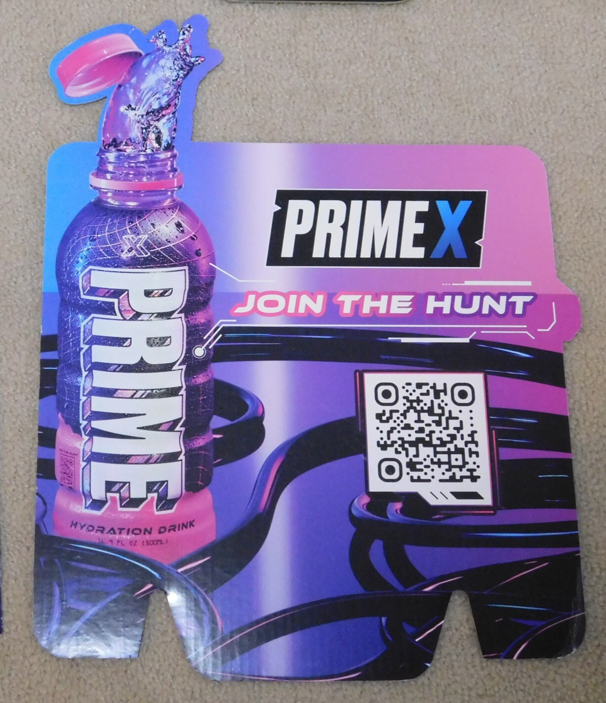 Lot of 2 PRIME Energy Drink Glowberry Prime X Cardboard Signs Advertising