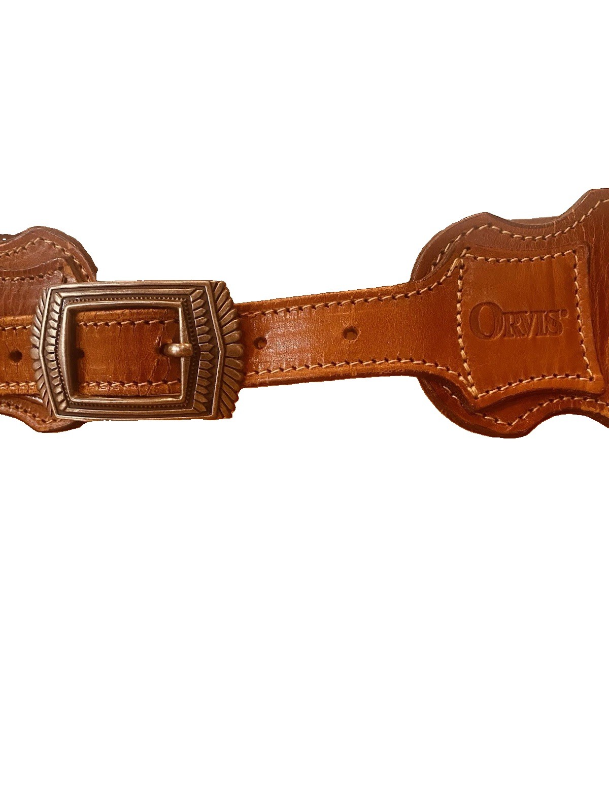 Orvis Solid Sterling Silver 1” Fit Belt Buckle Leather Ammo Gun Belt 40”