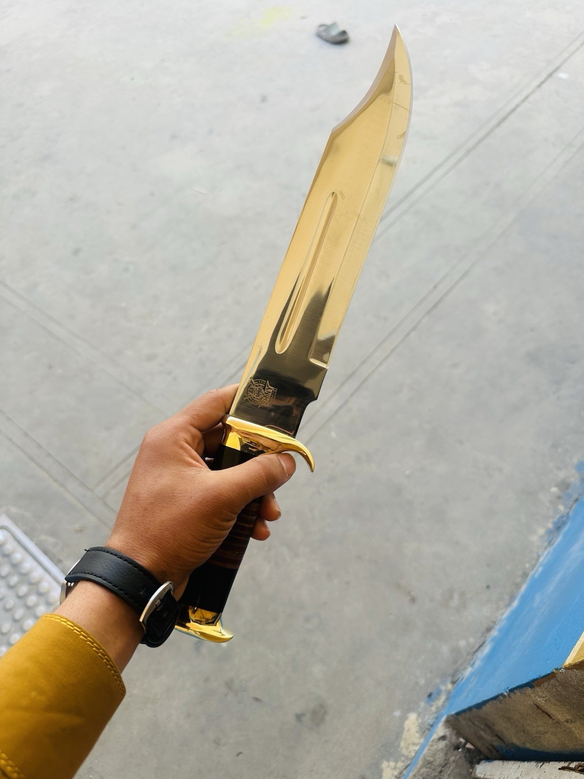 3 SetCustom Handmade Carbon Steel Blade Crocodile Dundee High Polish Bowie Knife