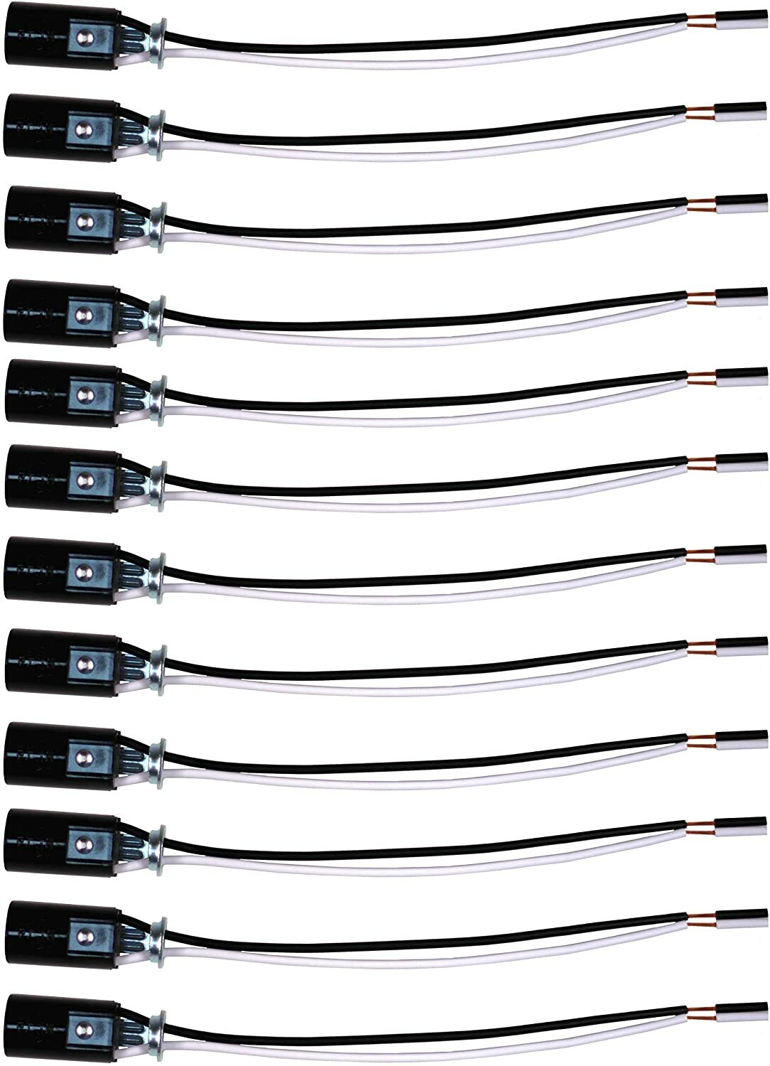 12 Pack Candelabra Bulb Sockets, E12 Lamp Holder Light Sockets, Keyless, 6″ Wire