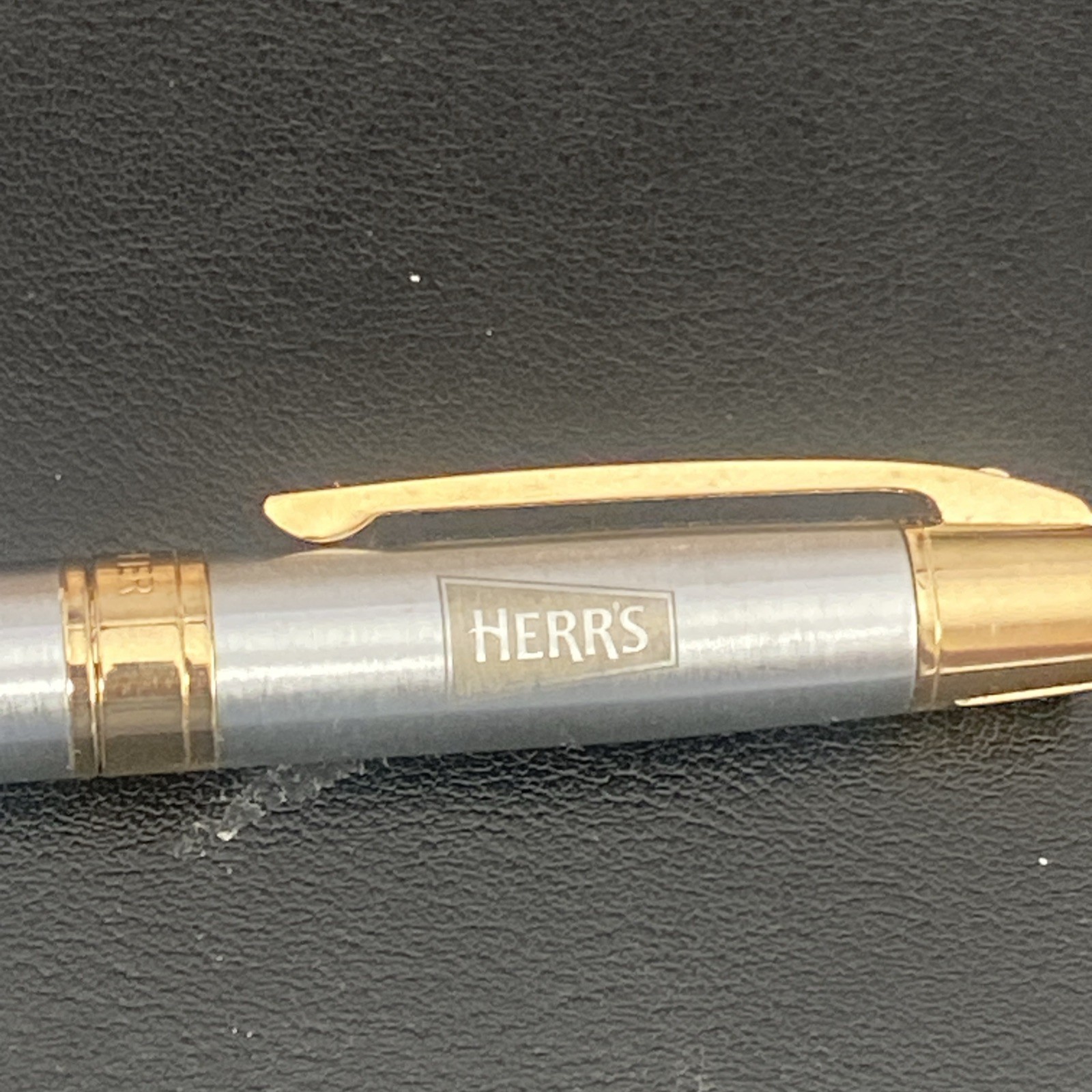RARE Sheaffer 300 Brushed Chrome w/ Gold Tone Ballpoint Pen w/ HERR’S engraved