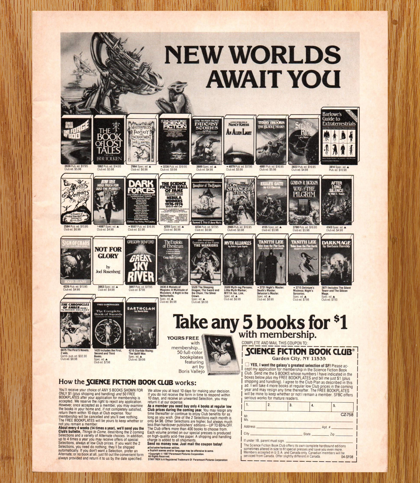 Science Fiction Book Club Sci-fi – Video Game Print Ads Poster Promo Art 1988