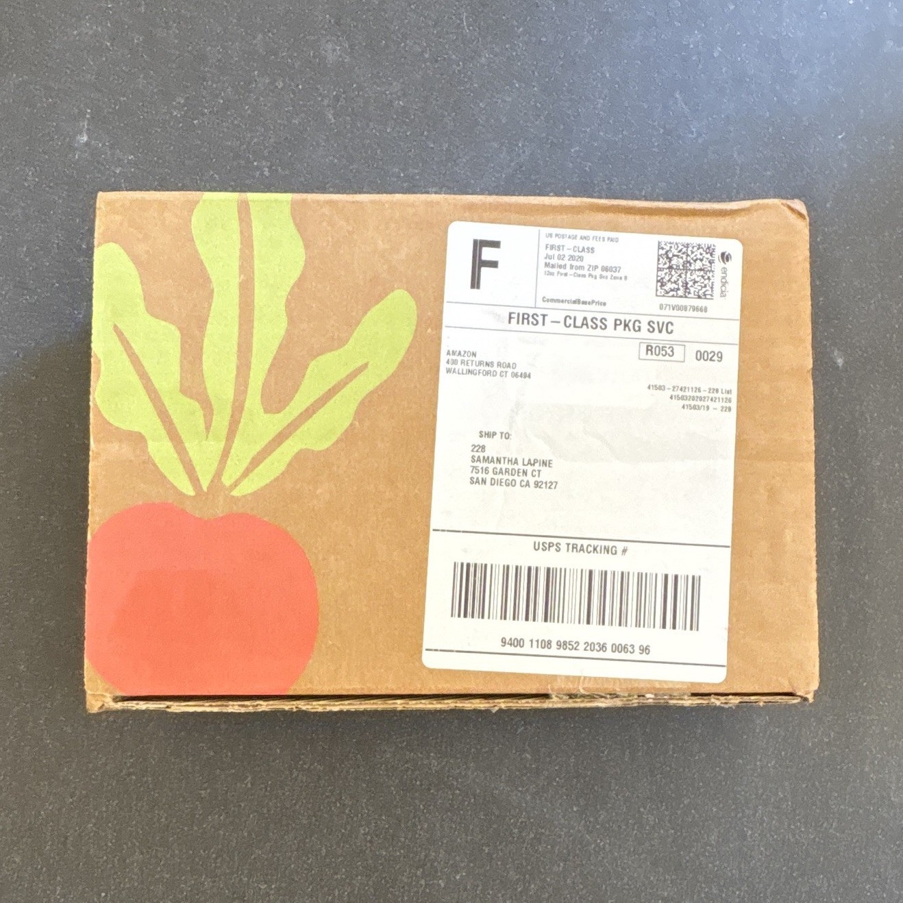 Radish Kids Lidded Small Brown Cardboard Storage Box, Graphic Radish Logo