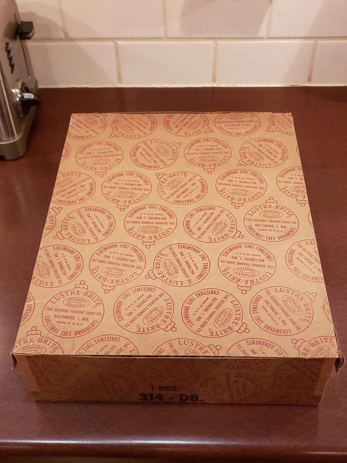 Vintage George Franke Sons Lustre-Brite Empty Ornament Box 14x11x3