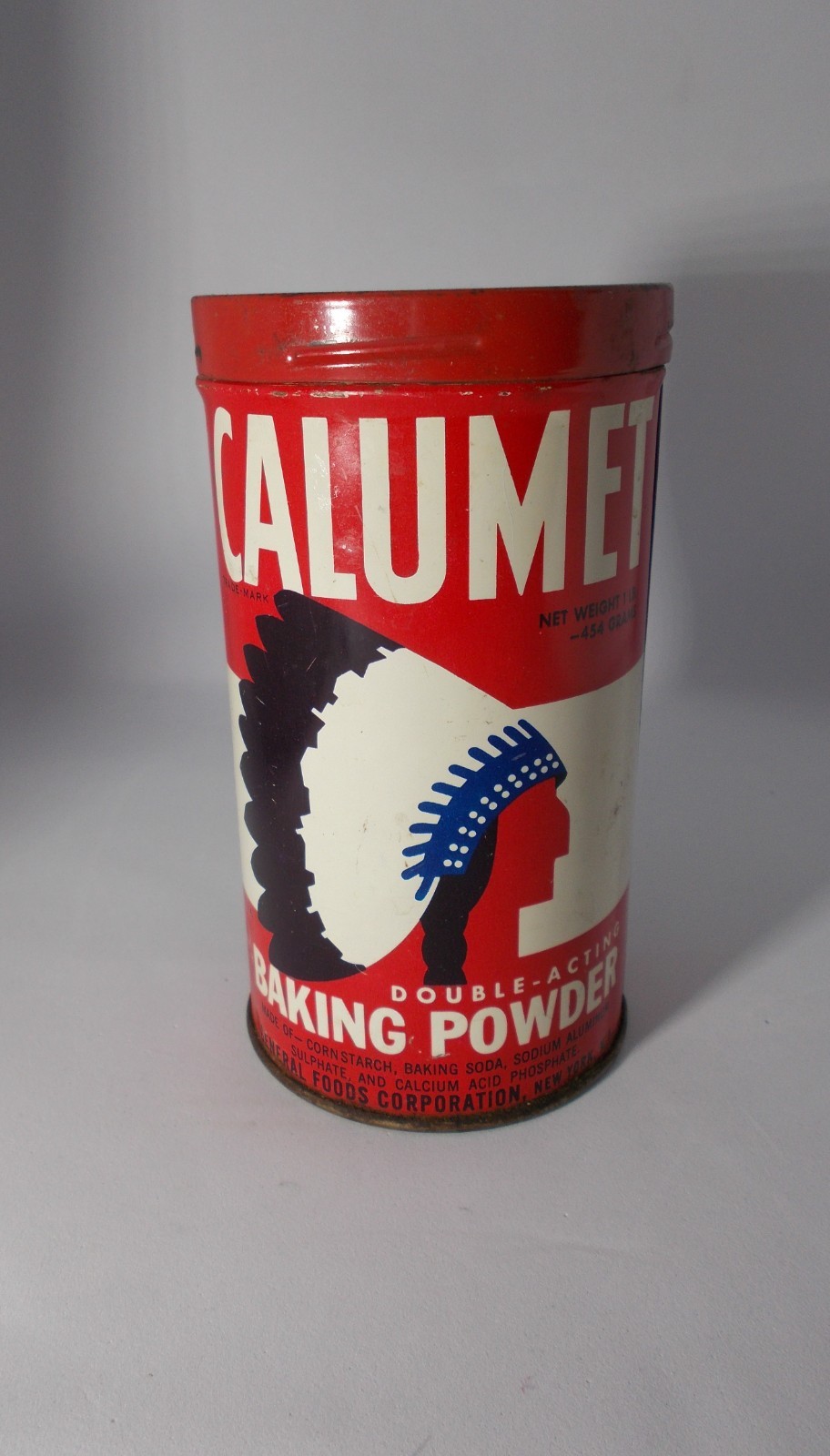 Vintage Calumet Double Acting Baking Powder 1 Lb. Tin Can Empty