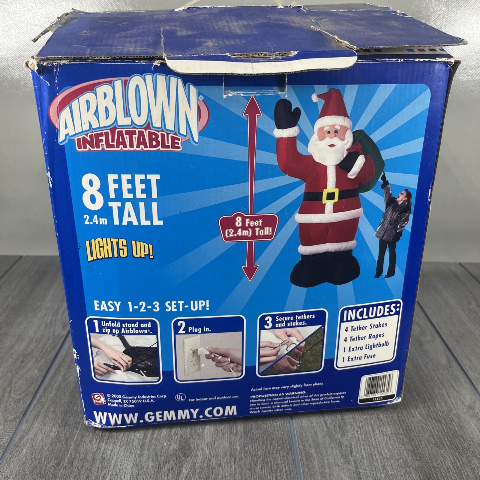 2005 Gemmy Airblown Inflatable Mixed Media Santa Claus Decor Multicolor 8ft Tall