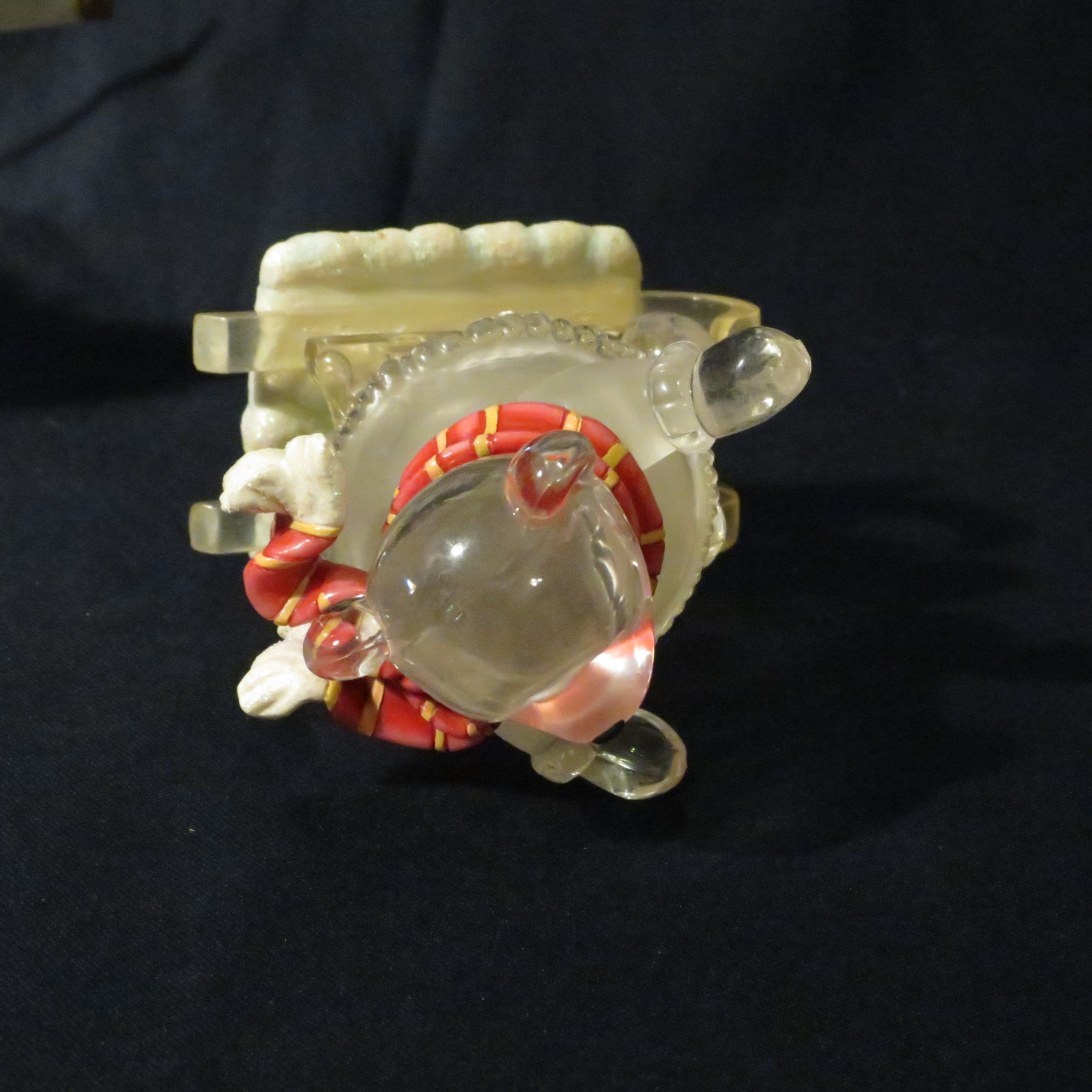 Christmas or Winter Acrylic Clear Teddy Bear Figurine on Sled