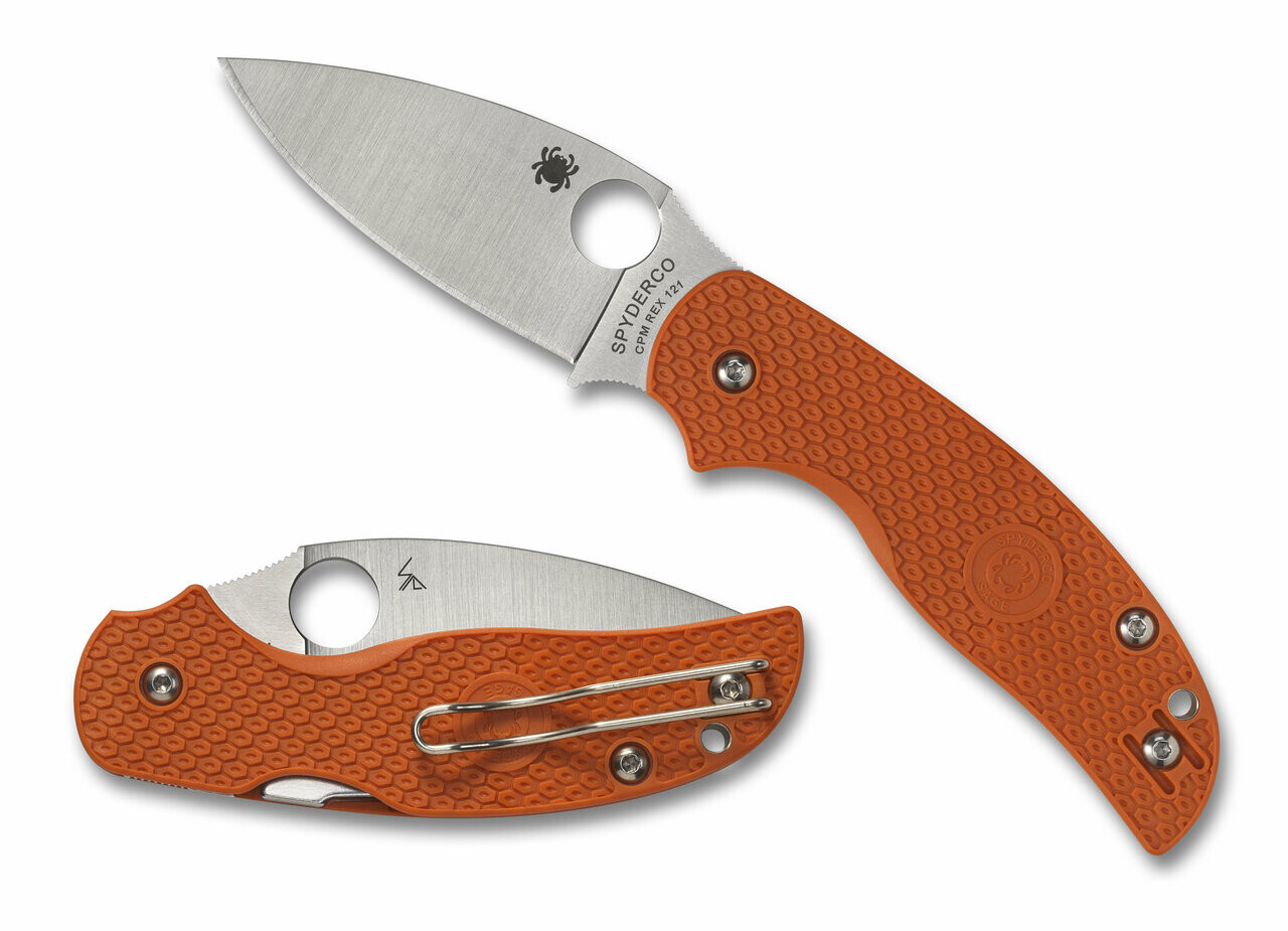 Spyderco Sage 5 Lightweight Knife C123BORP Plain Edge REX 121 Blade Orange FRN