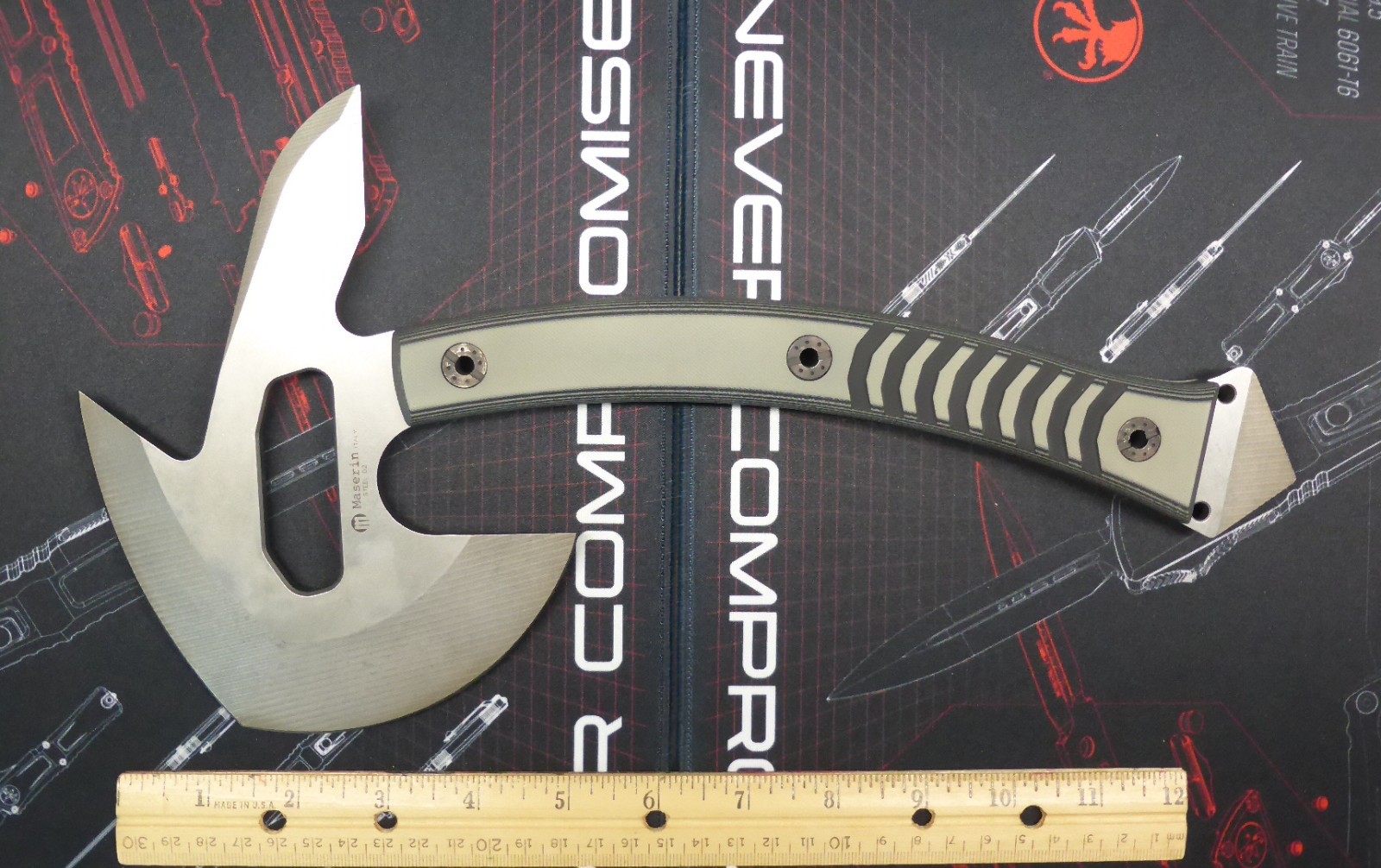 Maserin B.A.C. Axe Tomahawk D2 Full Tang G10 Handle Kydex Made in Italy NIB