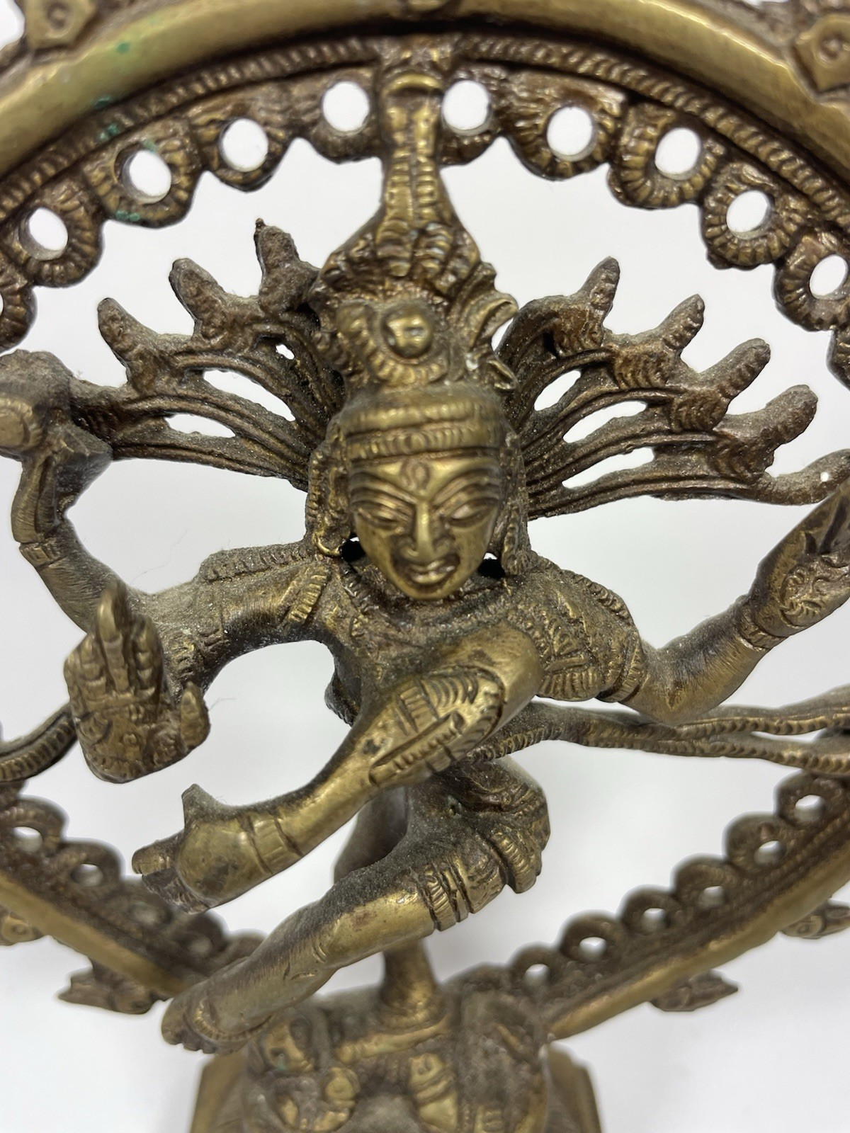 Vtg 1970s Solid Brass Shiva Nataraja Statue 7″ Heavy 1.2 lbs Dancing Hindu God