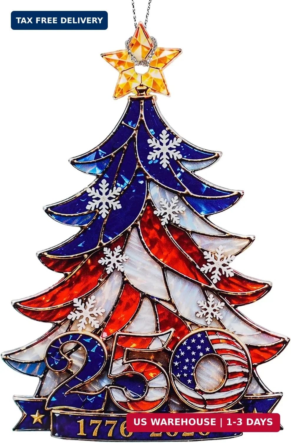 250 Anniversary USA Merchandise – Christmas Ornament 2026 – United States 250th