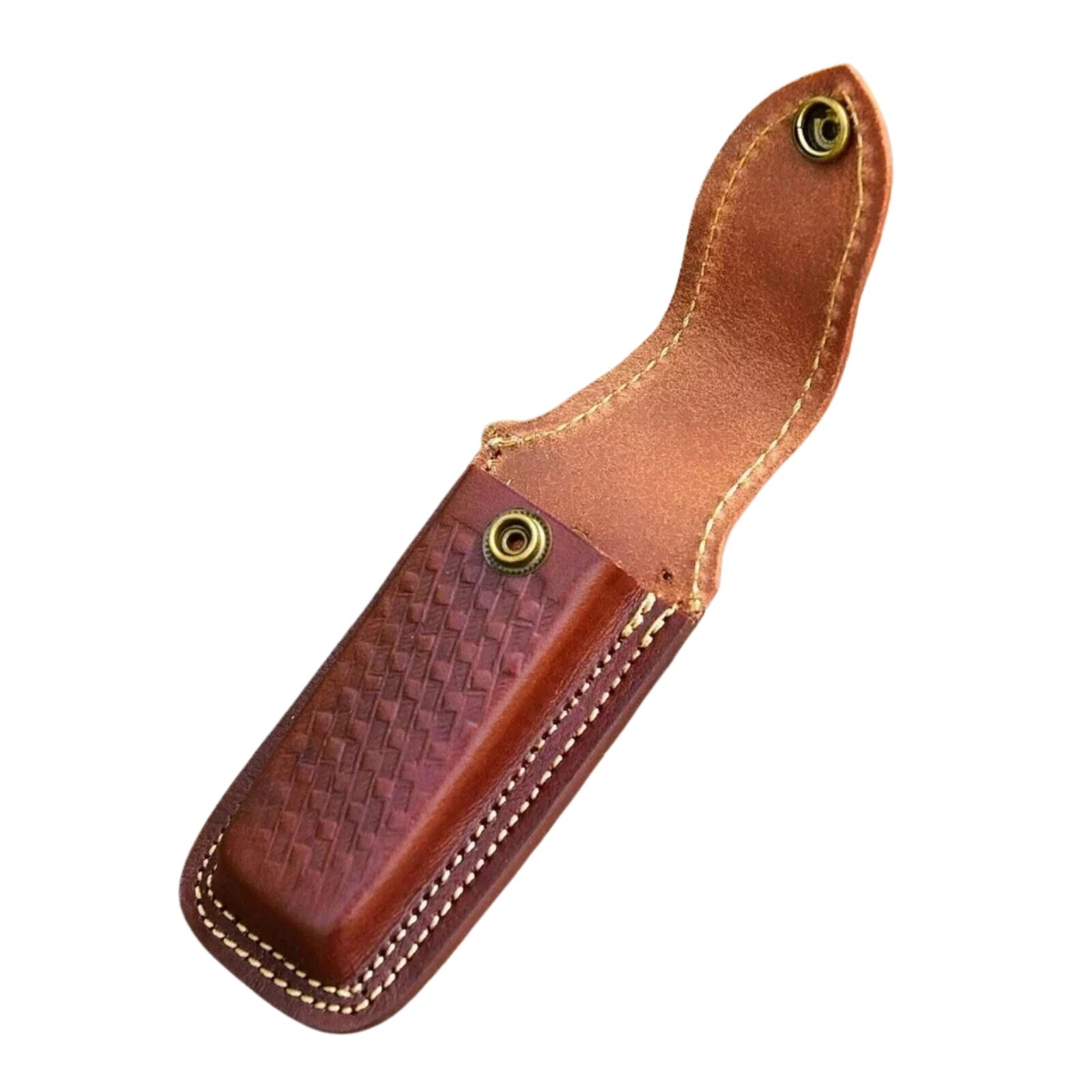 Handmade Leather Sheath for 5″ Folding Pocket Knife Trapper Brown Belt Loop