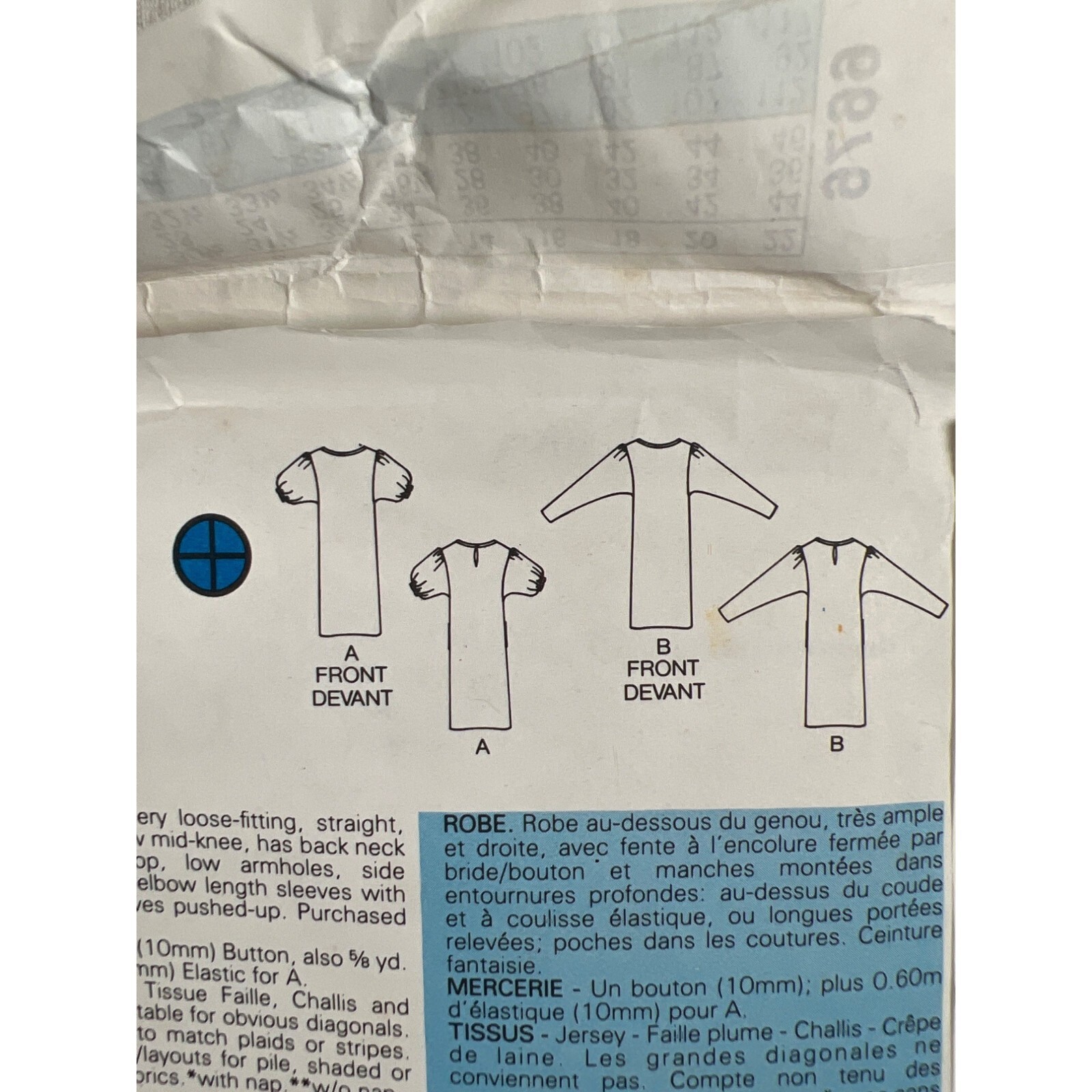 6676 Butterick Sewing Pattern VTG 80s Dolman Batwing Sleeve Dress Sizes 8-10-12