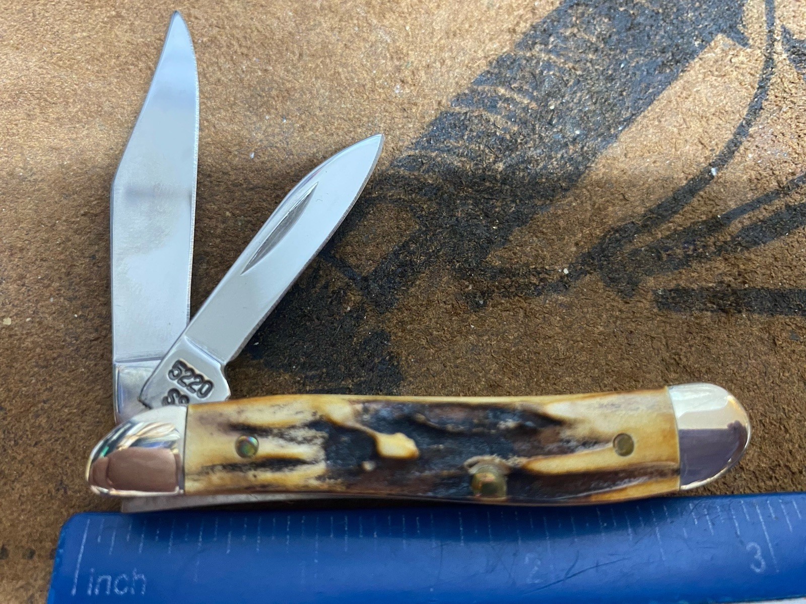 Case XX 5220 Peanut Knife, 1998?, Burnt Stag Handles