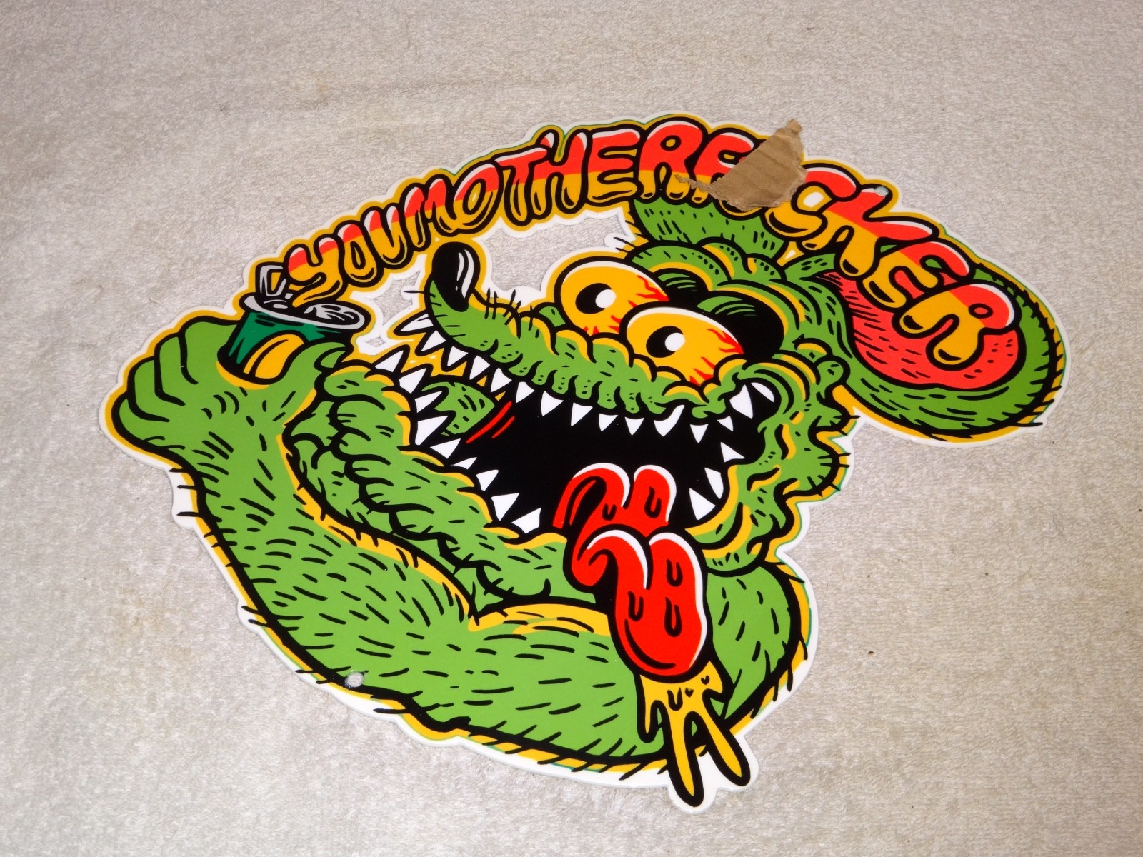 VINTAGE RATFINK DRINKS SODA CAN & YOU MOTHER METAL ED ROTH GAS OIL RAT FINK SIGN
