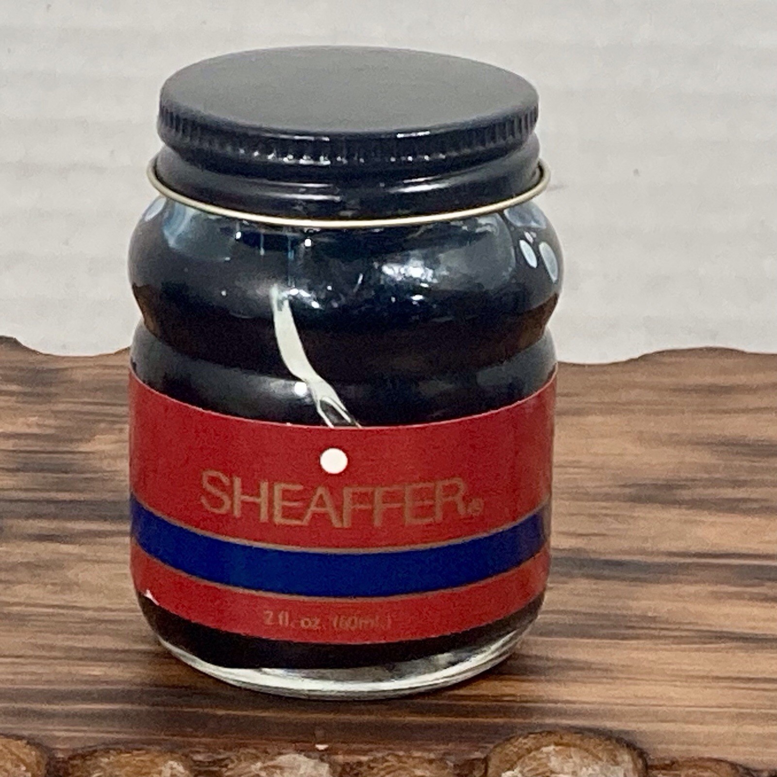 Sheaffer Fountain Pen Ink Blue/Black 2oz. / 60 ml. Bottle Built in Ink Well NOS