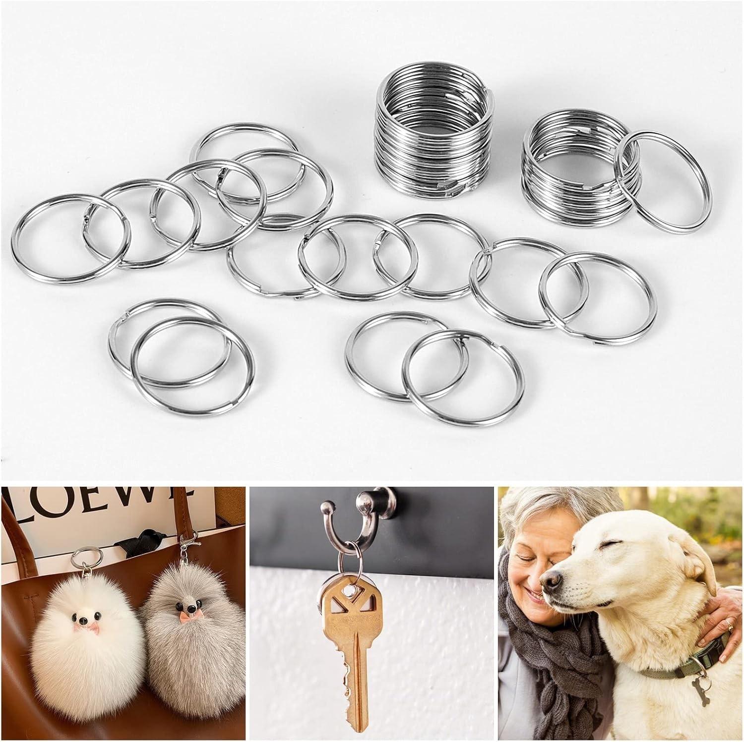 100 or 200 Key Rings Bulk Split Key Rings Keychain Rings and Crafts 1 Inch/25Mm