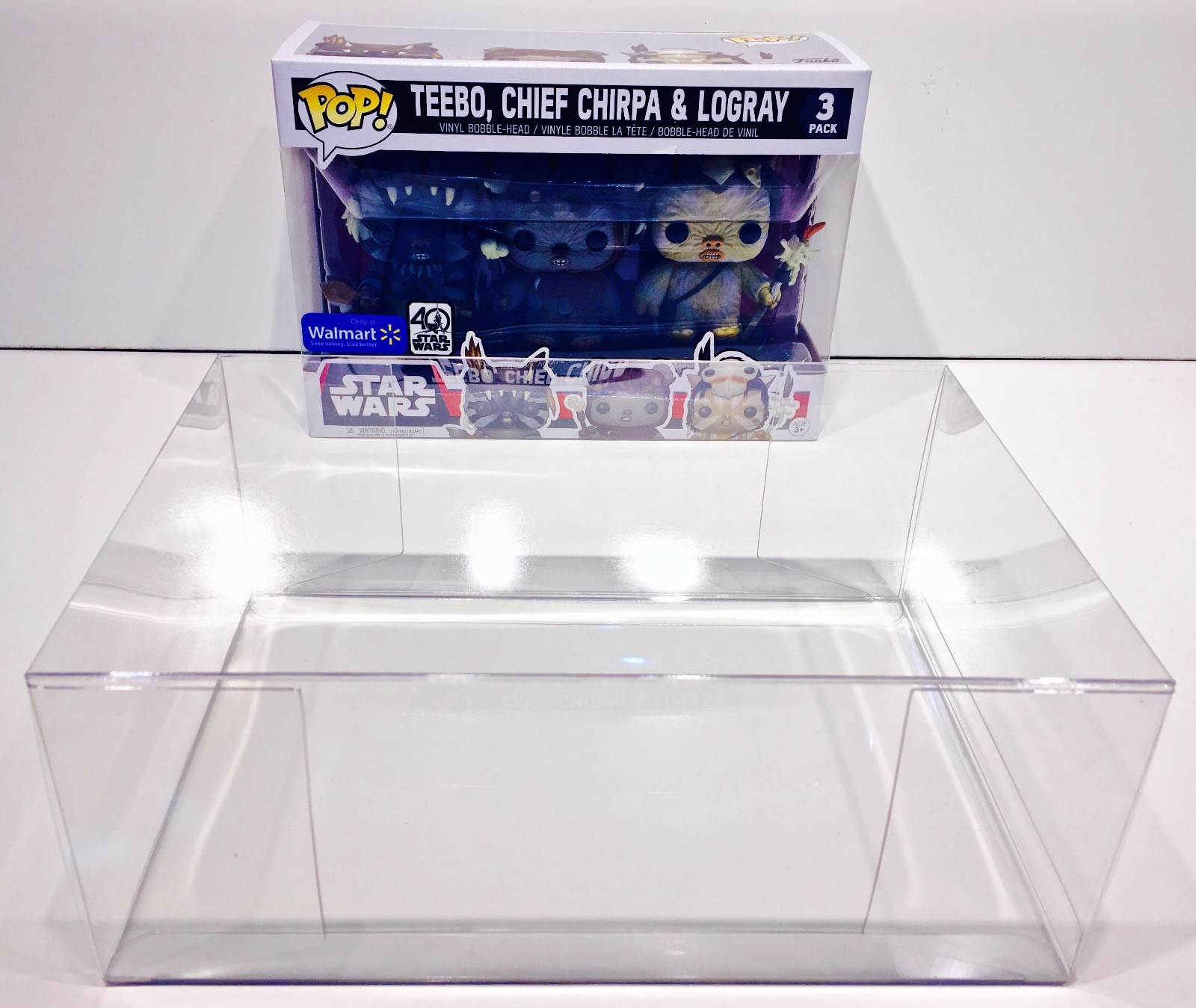 1 Box Protector For FUNKO POP! Smaller 3 packs. Ewoks, Snap, Police Etc. READ!