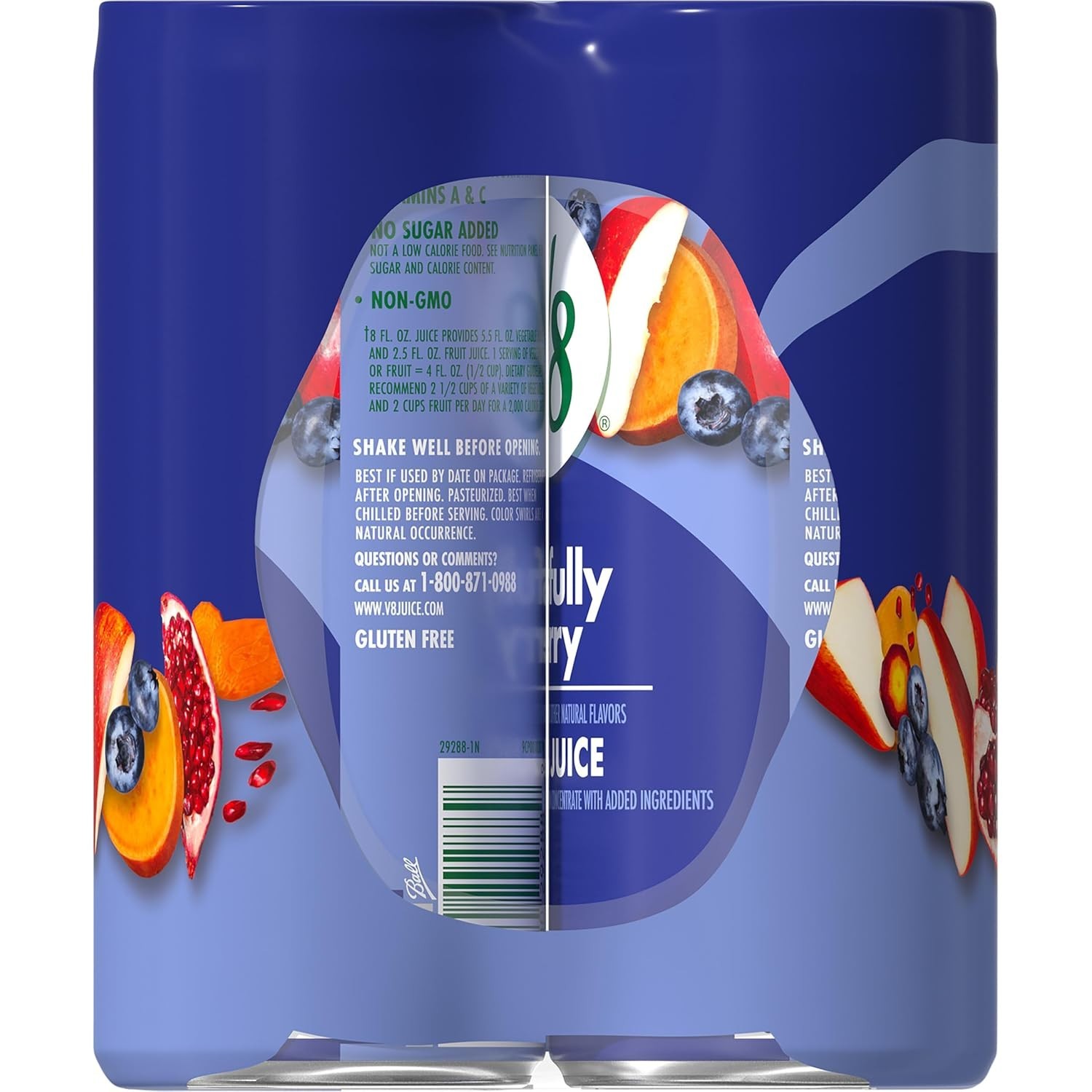 V8 Blissfully Berry 100% Fruit and Vegetable Juice, 8 fl oz Can (6 Pack)