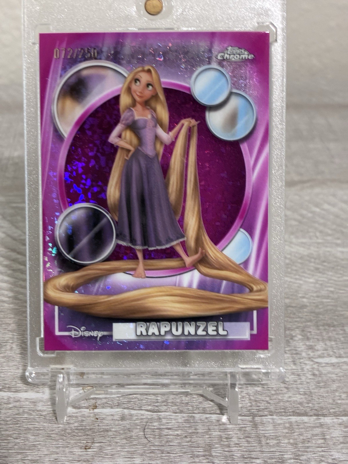 2026 Disney Topps Chrome Rapunzel /250 Mini Pink Diamond Refractor