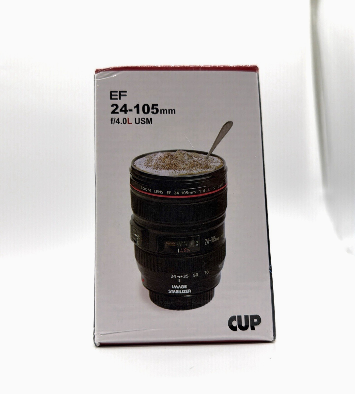 Caniam 24-105mm f/4.0L USM Camera Lens Travel Mug Coffee Cup with Lid Black 6 oz