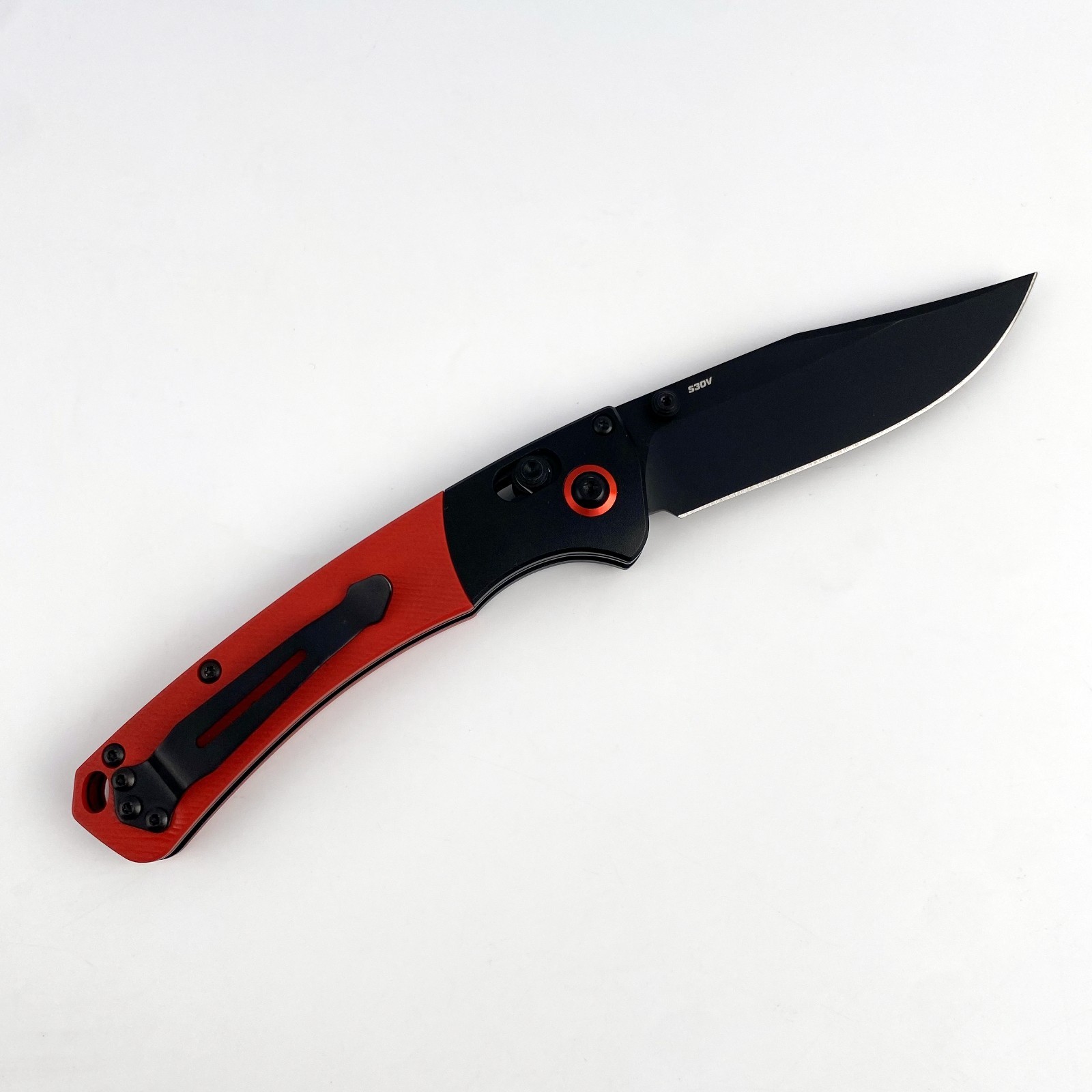 Benchmade Mini Crooked River 15085-BK-S30V Red G10 Handle Folding Knife