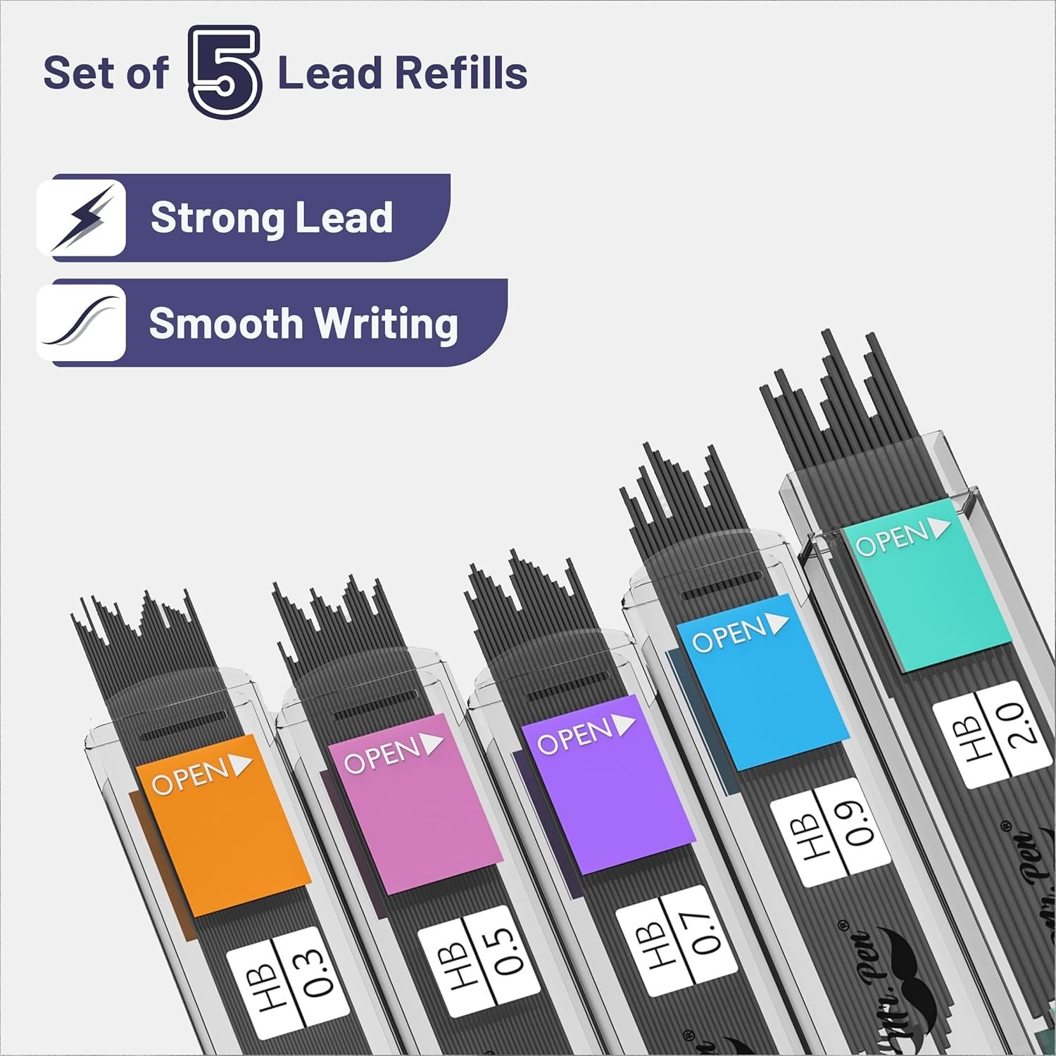 Comfort Grip Pastel Mechanical Pencils – 5 Sizes, Lead & Eraser Refills Included
