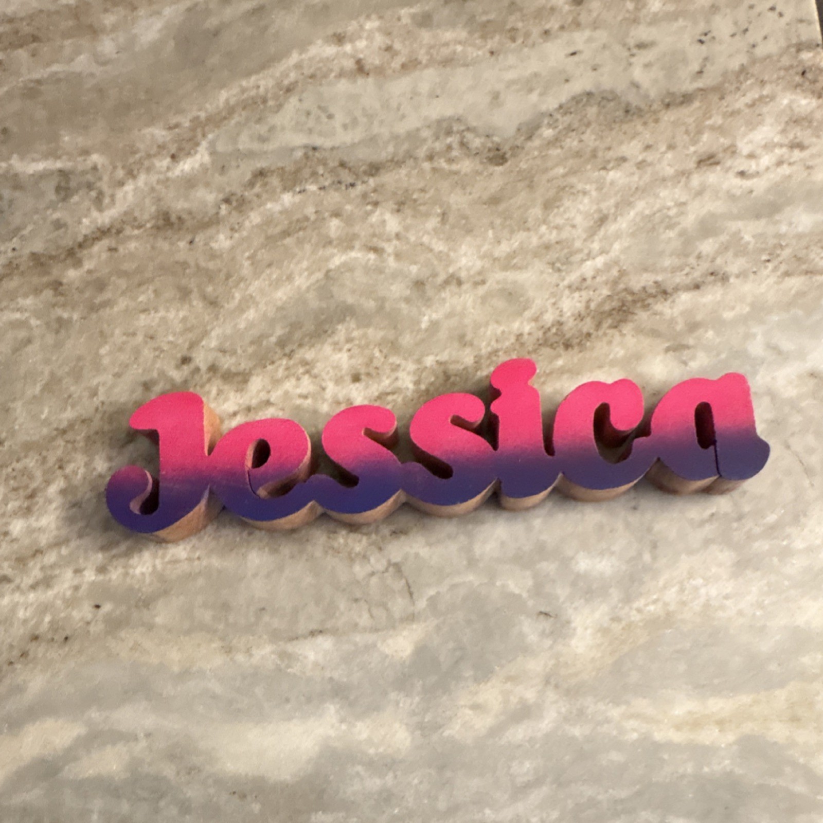 Personalized Wooden Name Plaque Pink Purple Gradient for Girls Teen Kids Jessica