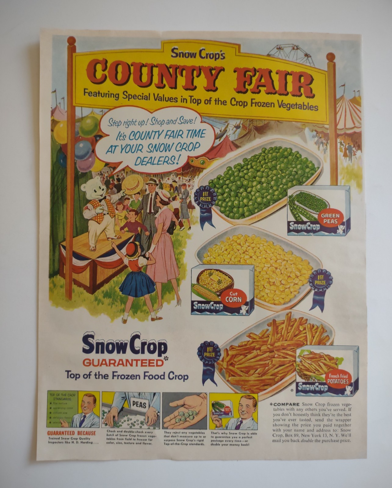 Snow Crop Frozen Food Magazine Advertisement 1957 Original Ad Country Fair