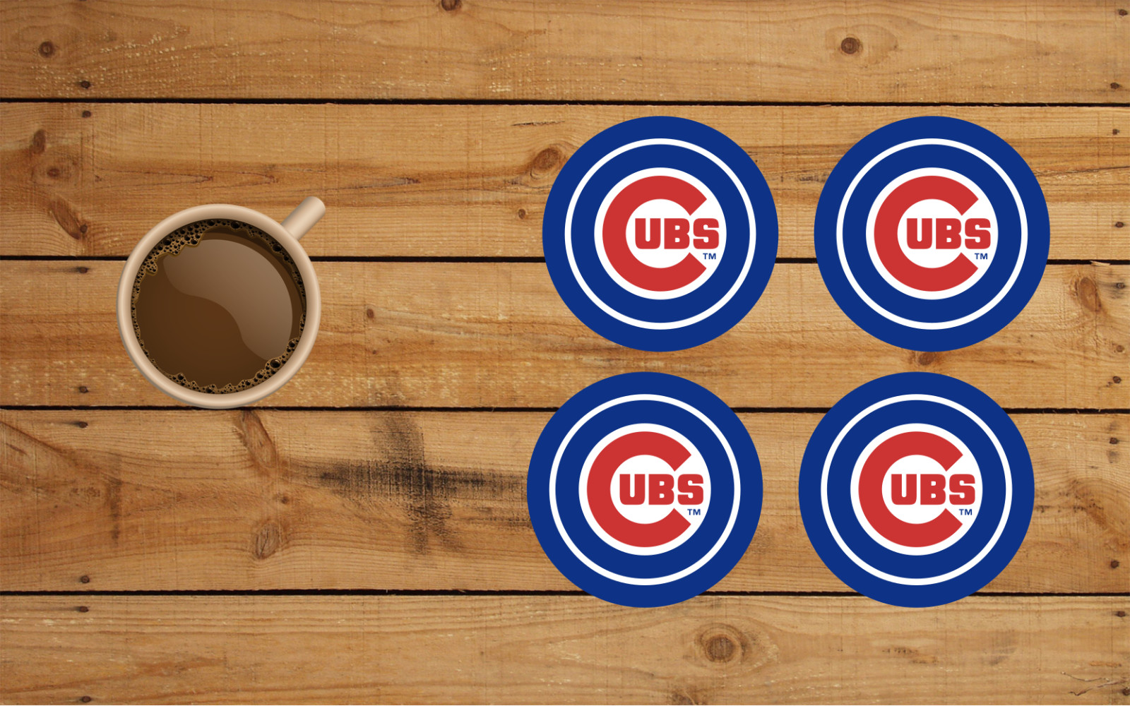 CHICAGO CUBS ROUND COASTER SET OF 4 CUSTOM MADE